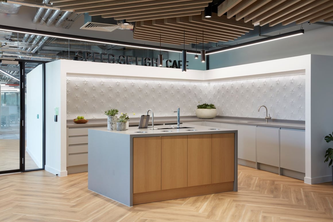 Linear lighting systems for office kitchen spaces