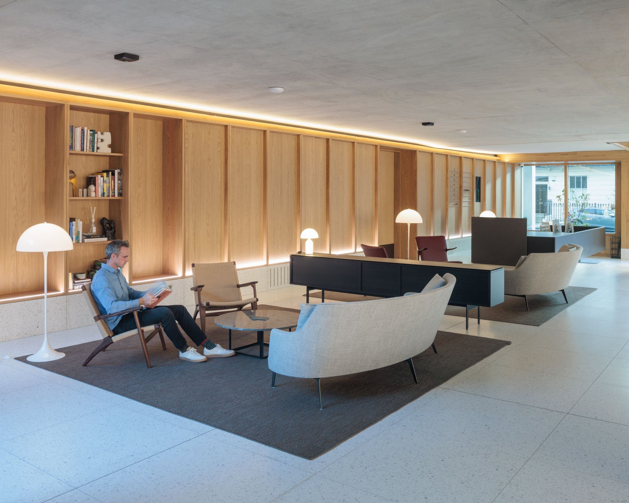 modern breakout space with nice lighting