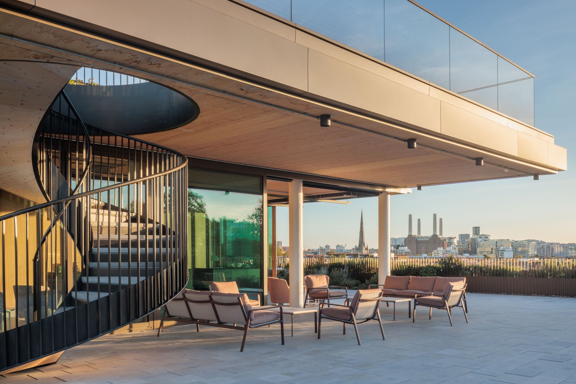 beautiful modern roof top terrace with views of London
