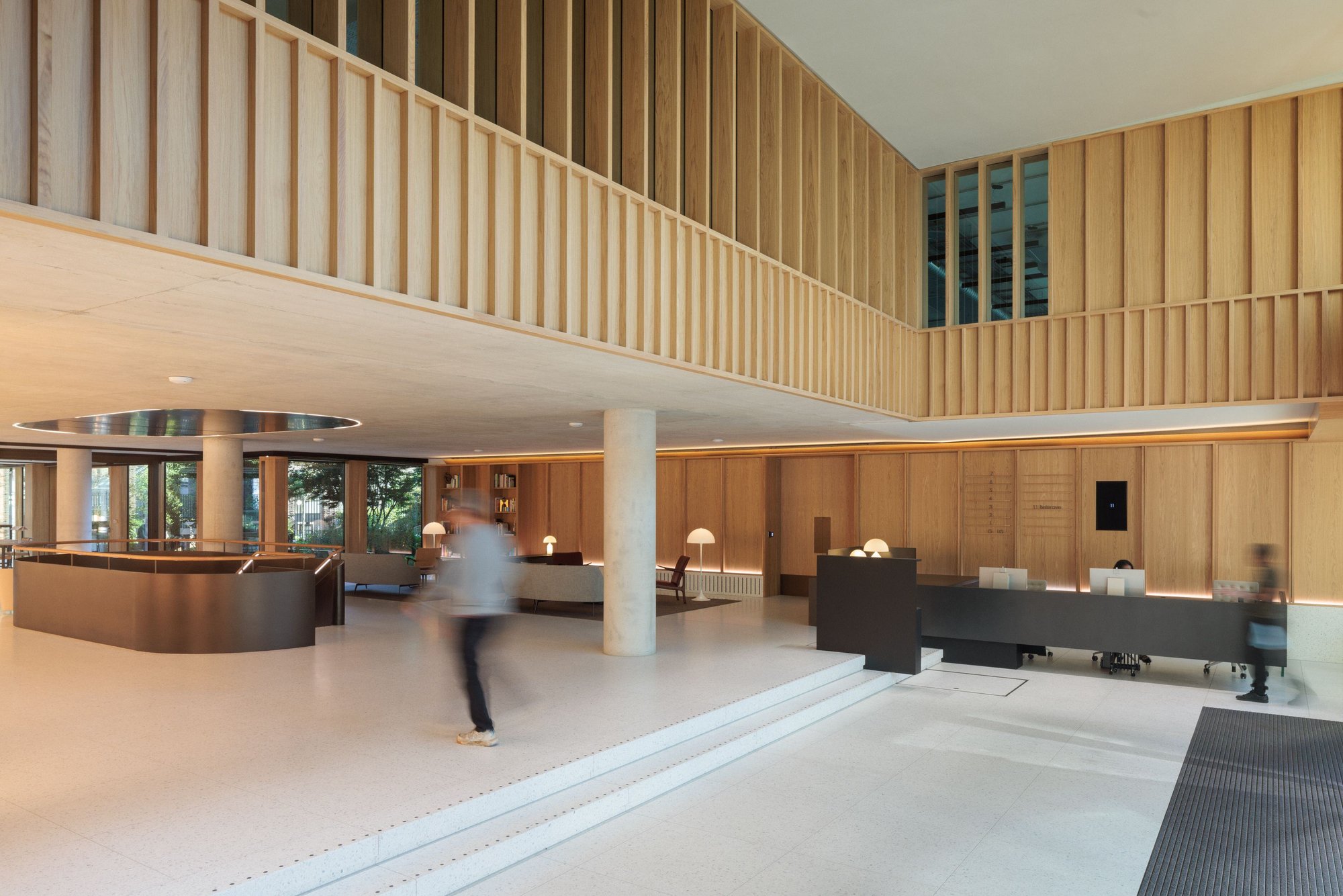 modern reception area with architectural lighting