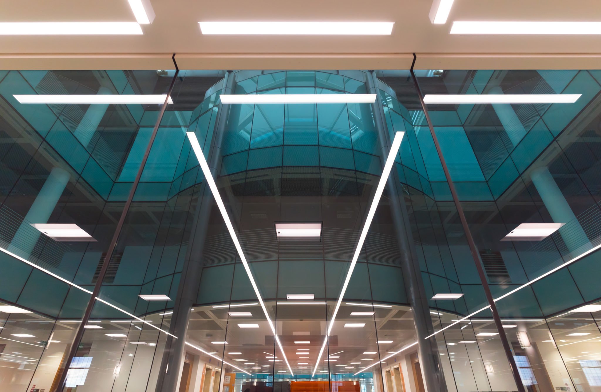 Custom lighting for suspended ceilings at Baskerville House, Birmingham.