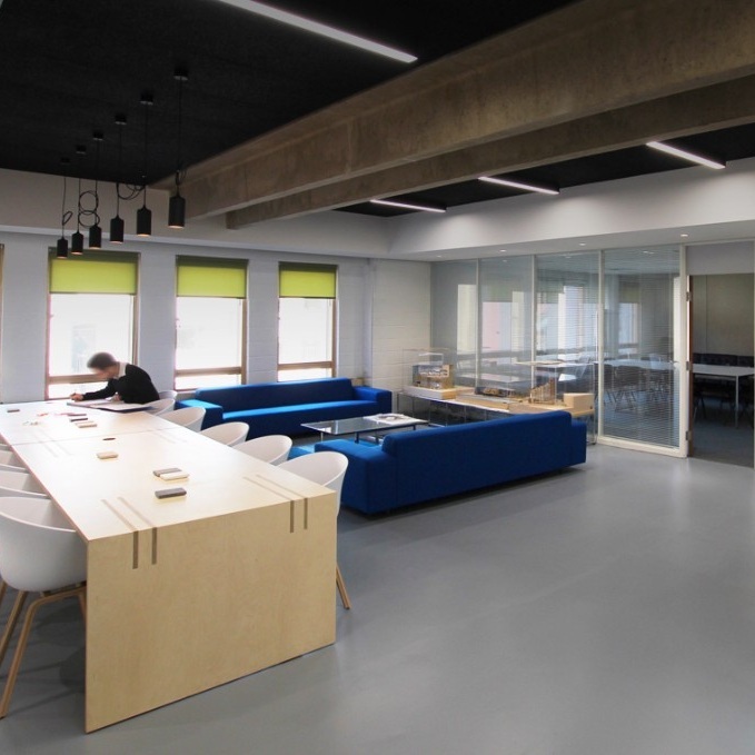 Lighting for a breakout reception area at BDP Office, Bristol.