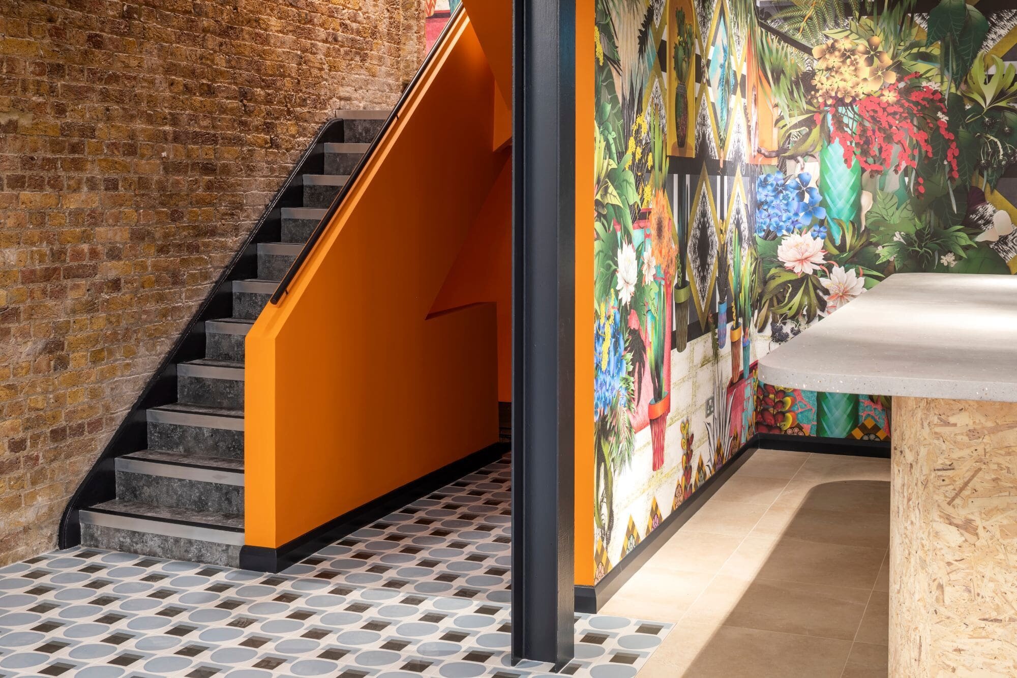 CAT B fitout for a design-led serviced office space at The Connolly Works, London.