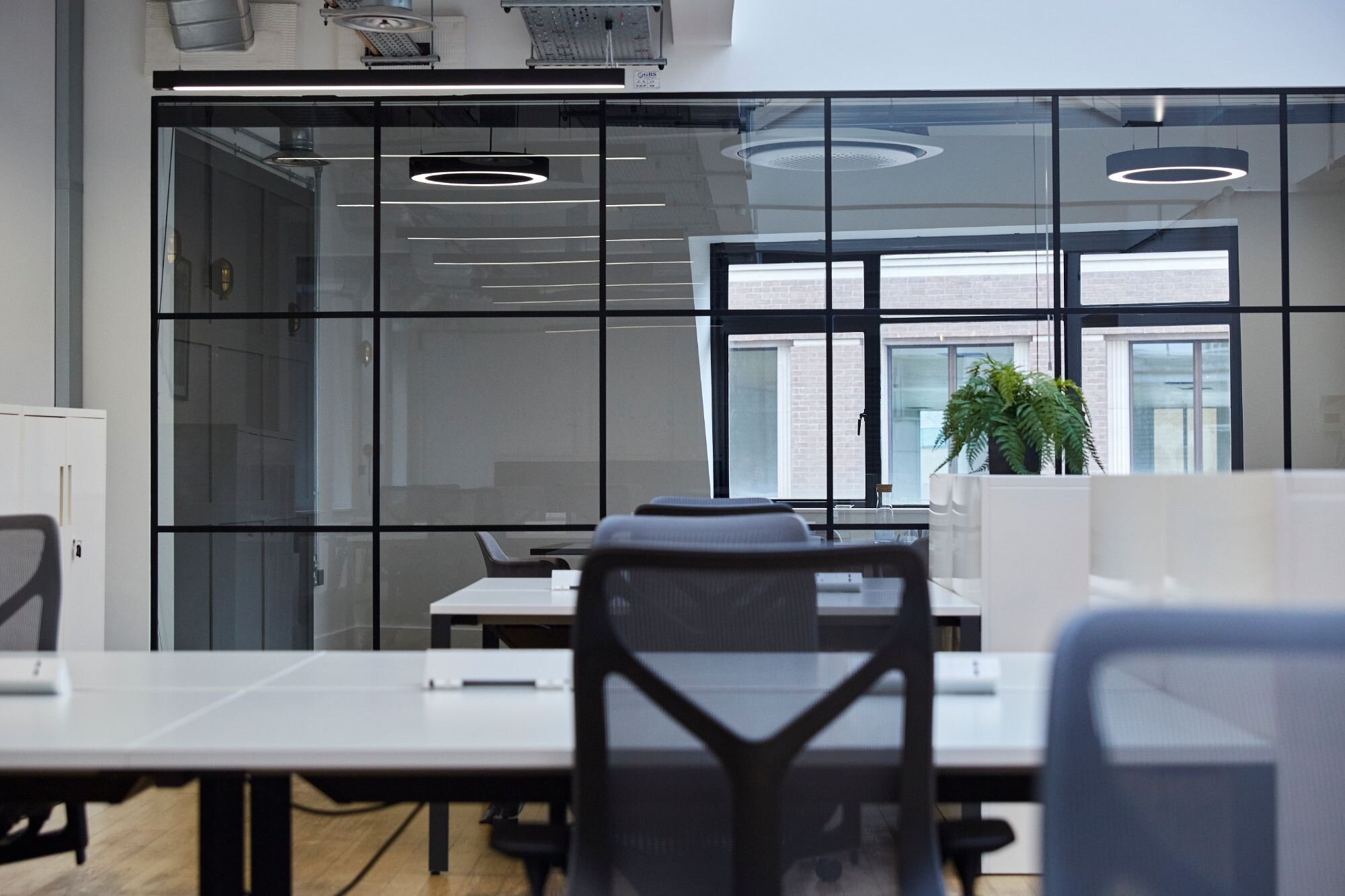 Office lighting for a high-end plug and play office space at 20 Dering Street, London.