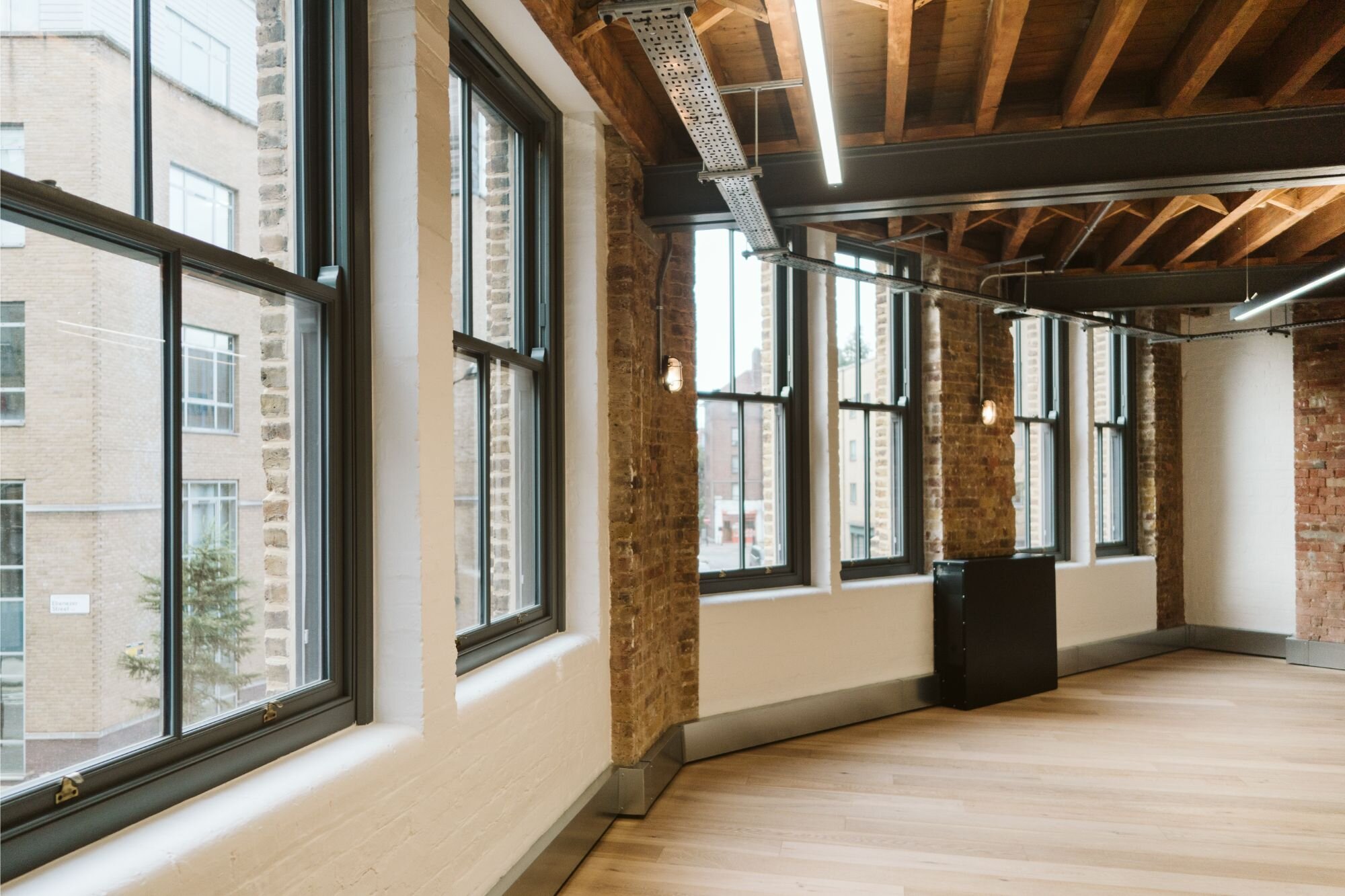 Office lighting for a contemporary CAT A fitout at 34-38 Provost Street, London.