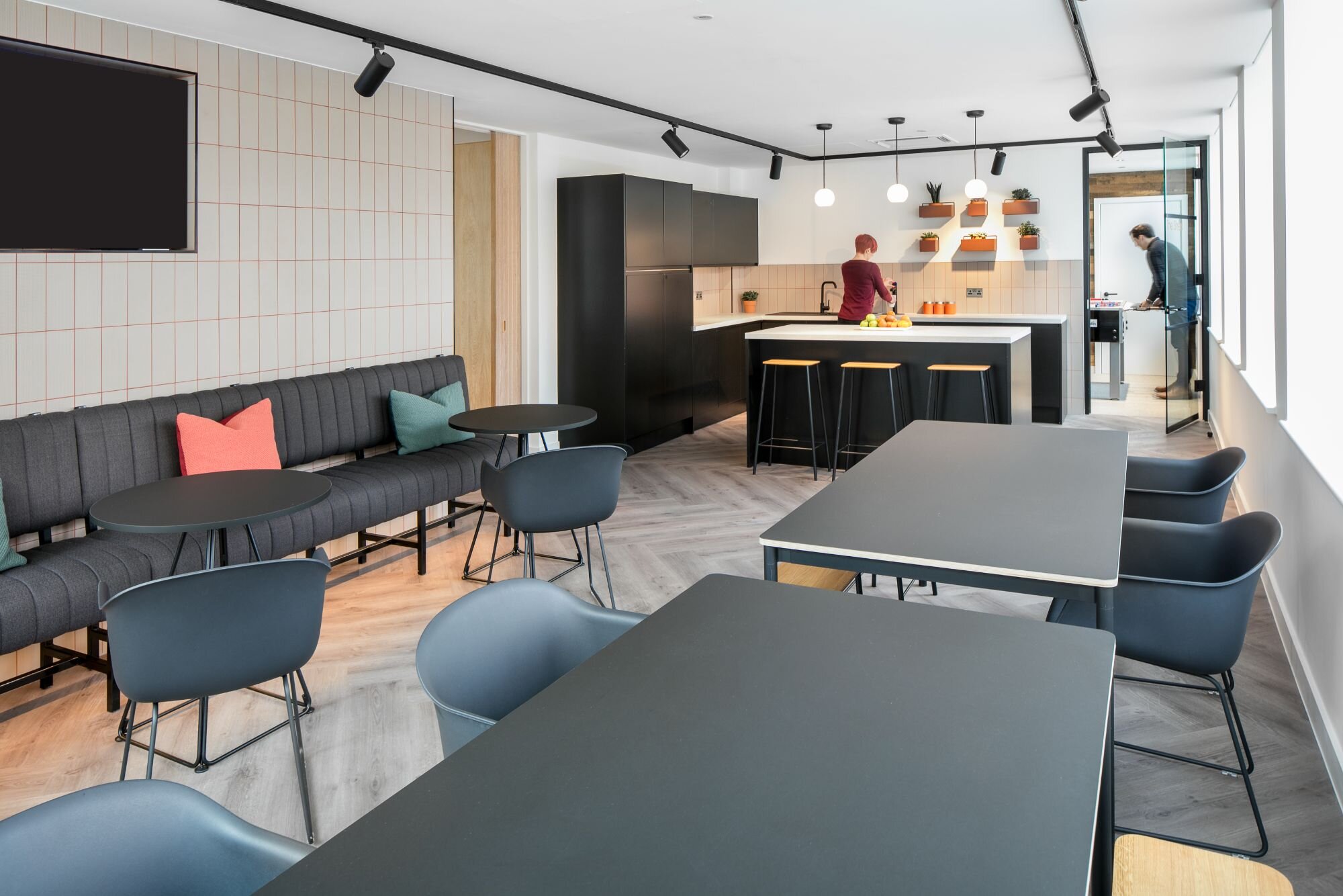 Office lighting for a contemporary BREEM rated CAT B fitout at 10-12 Mount Street, Manchester.