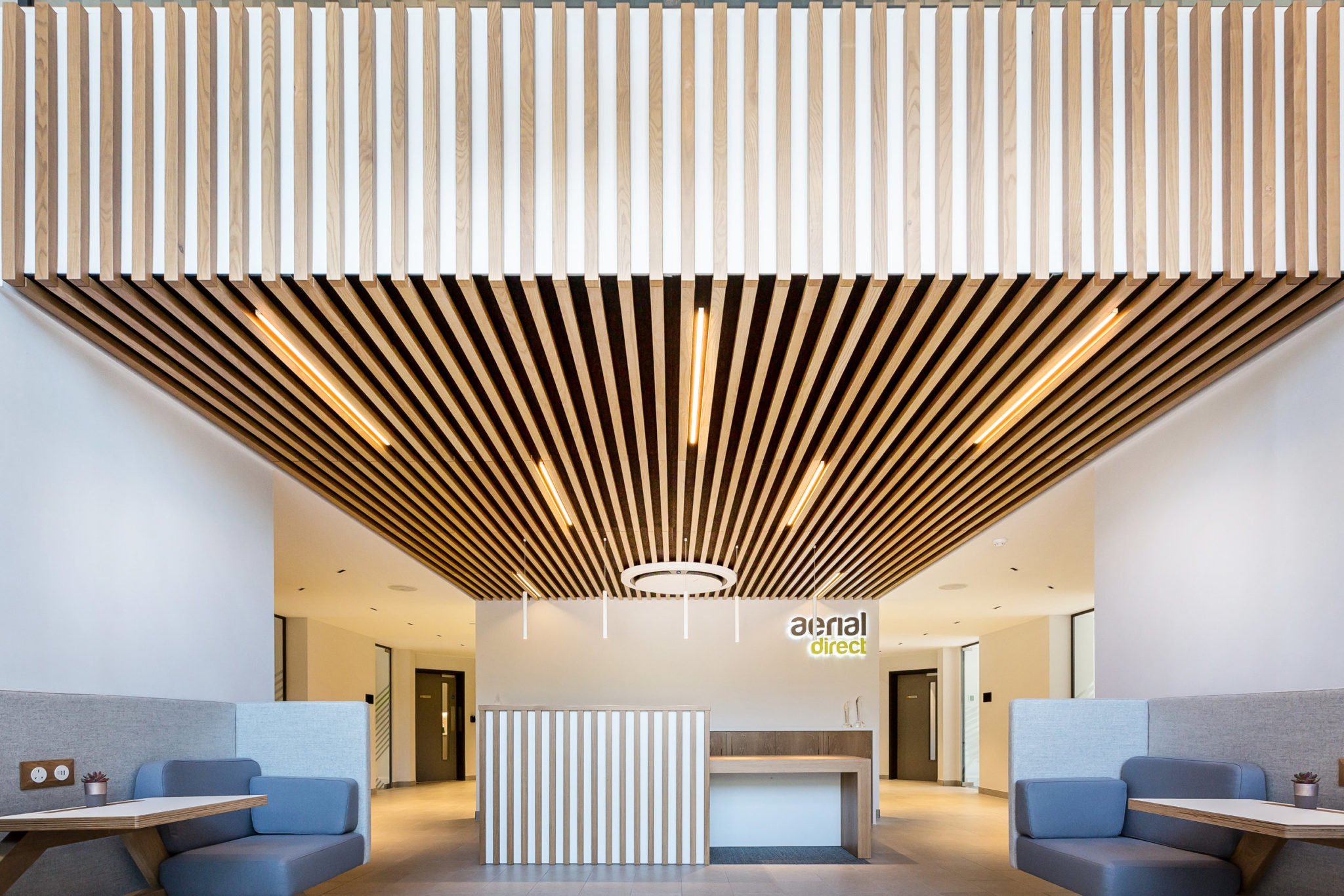 Office lighting for a fast-paced high-spec CAT B fitout at Aerial Direct, Fareham.