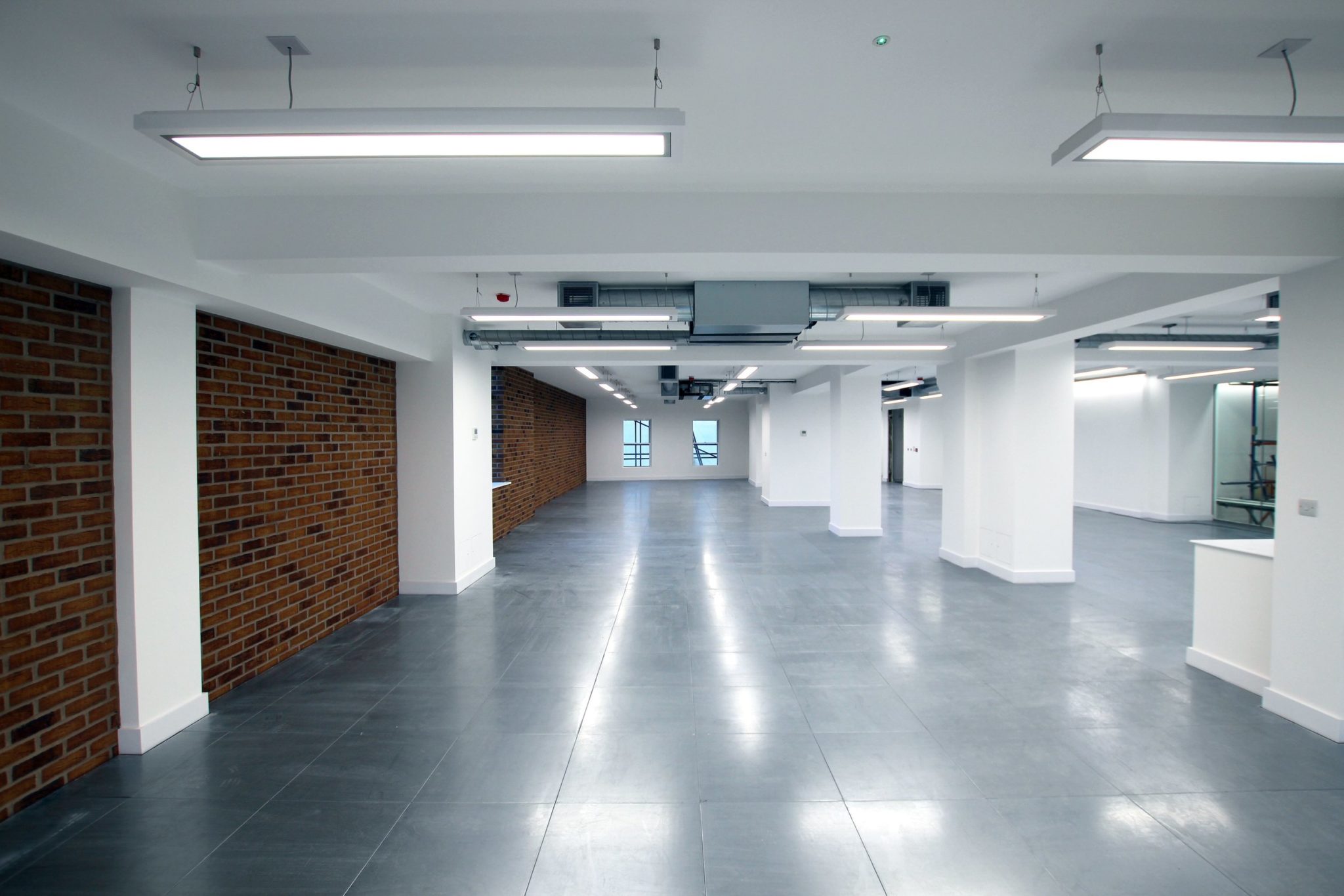 Office lighting for a CAT A refurbishment at 141-143 Shoreditch High Street, London.