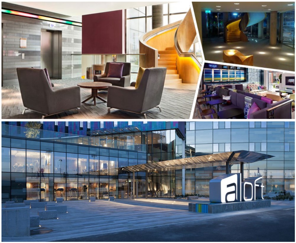 Reception lighting project at the Aloft Hotel