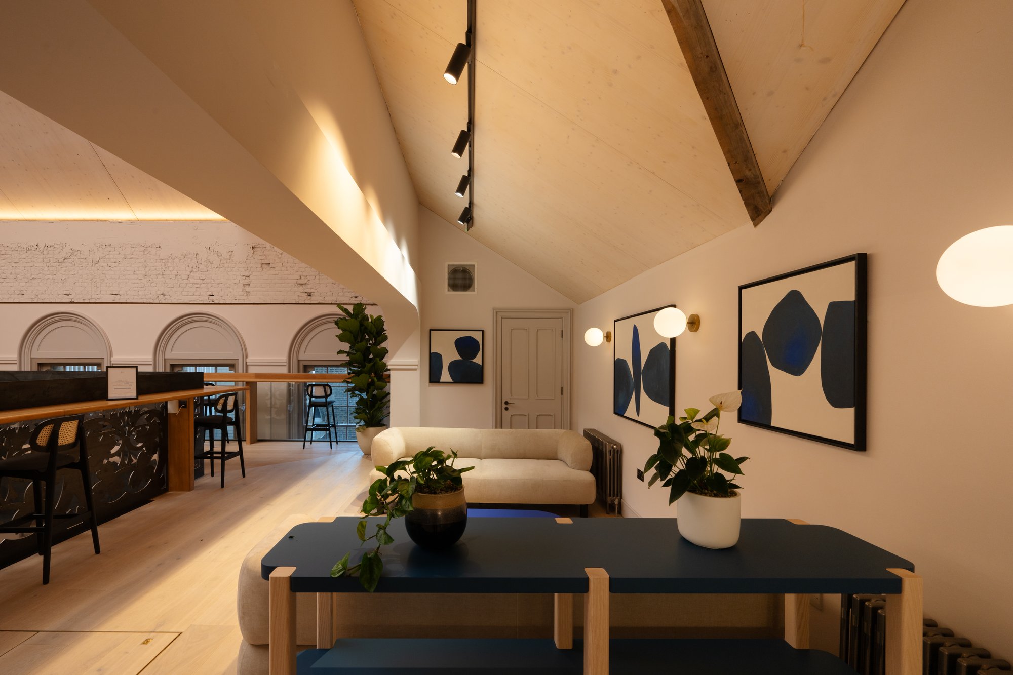 trendy co working space with nice lighting