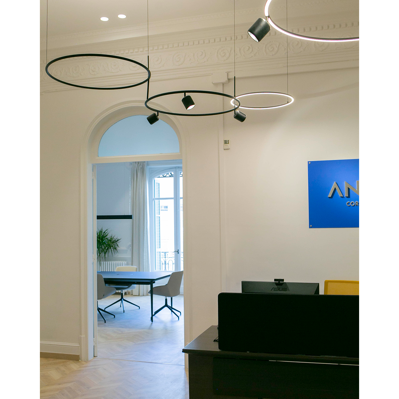 Aros Suspended Reception Area Lighting