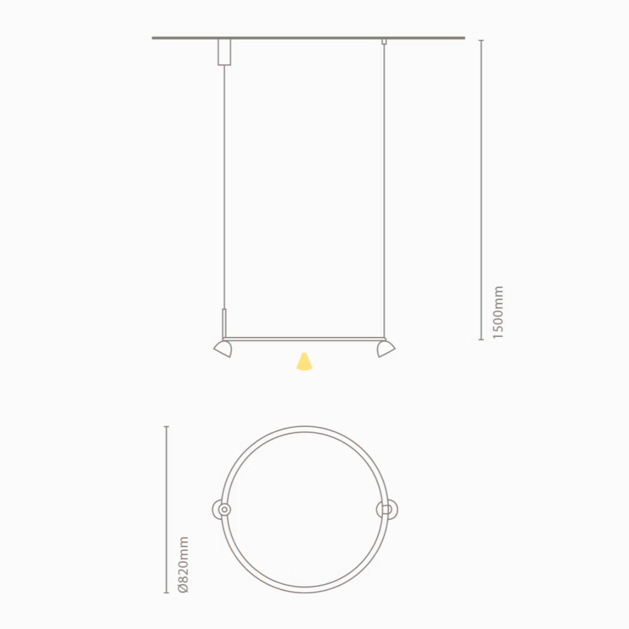 Aros suspended single technical drawing