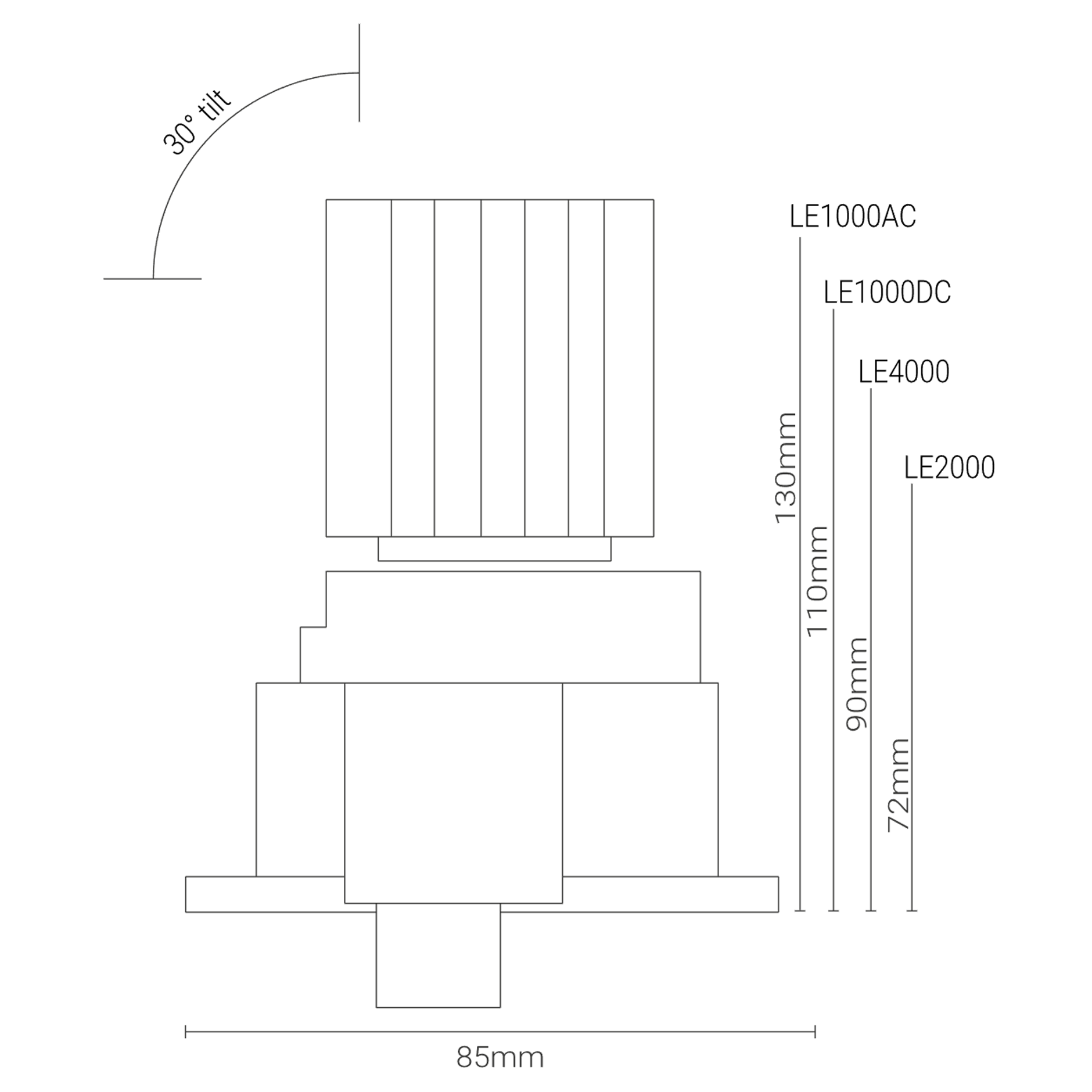 Chiara square technical drawing