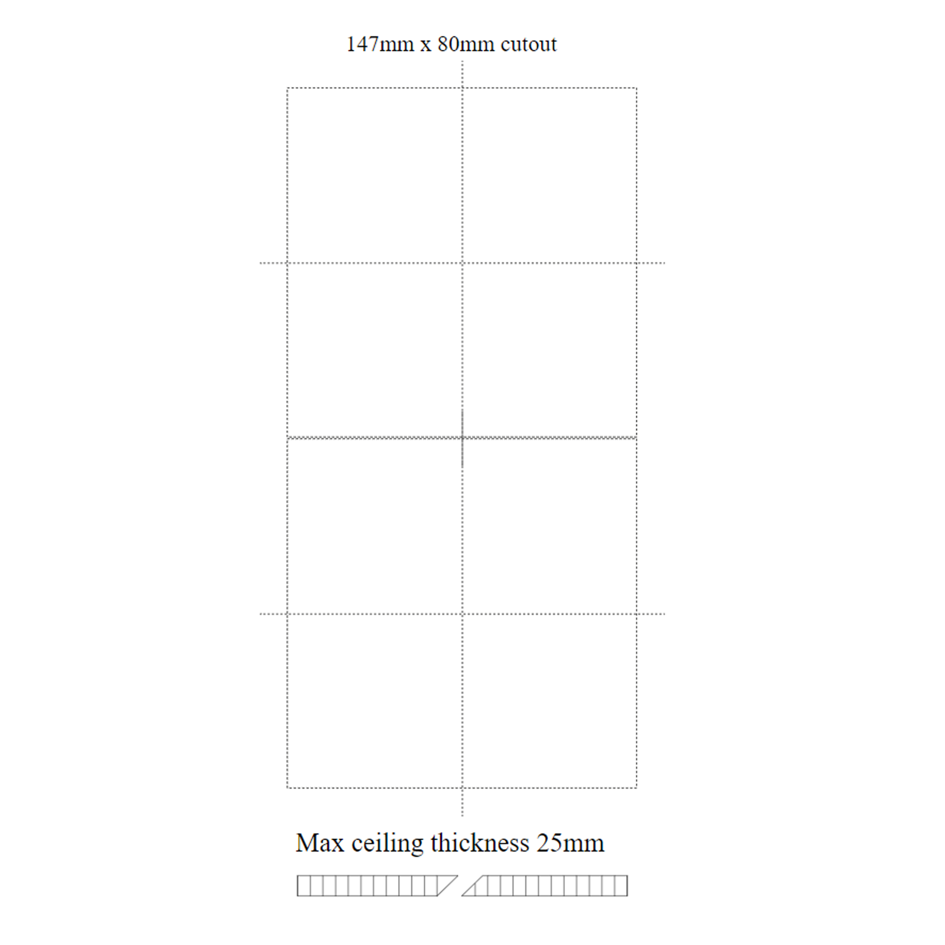 Chiara square twin trimless technical drawing