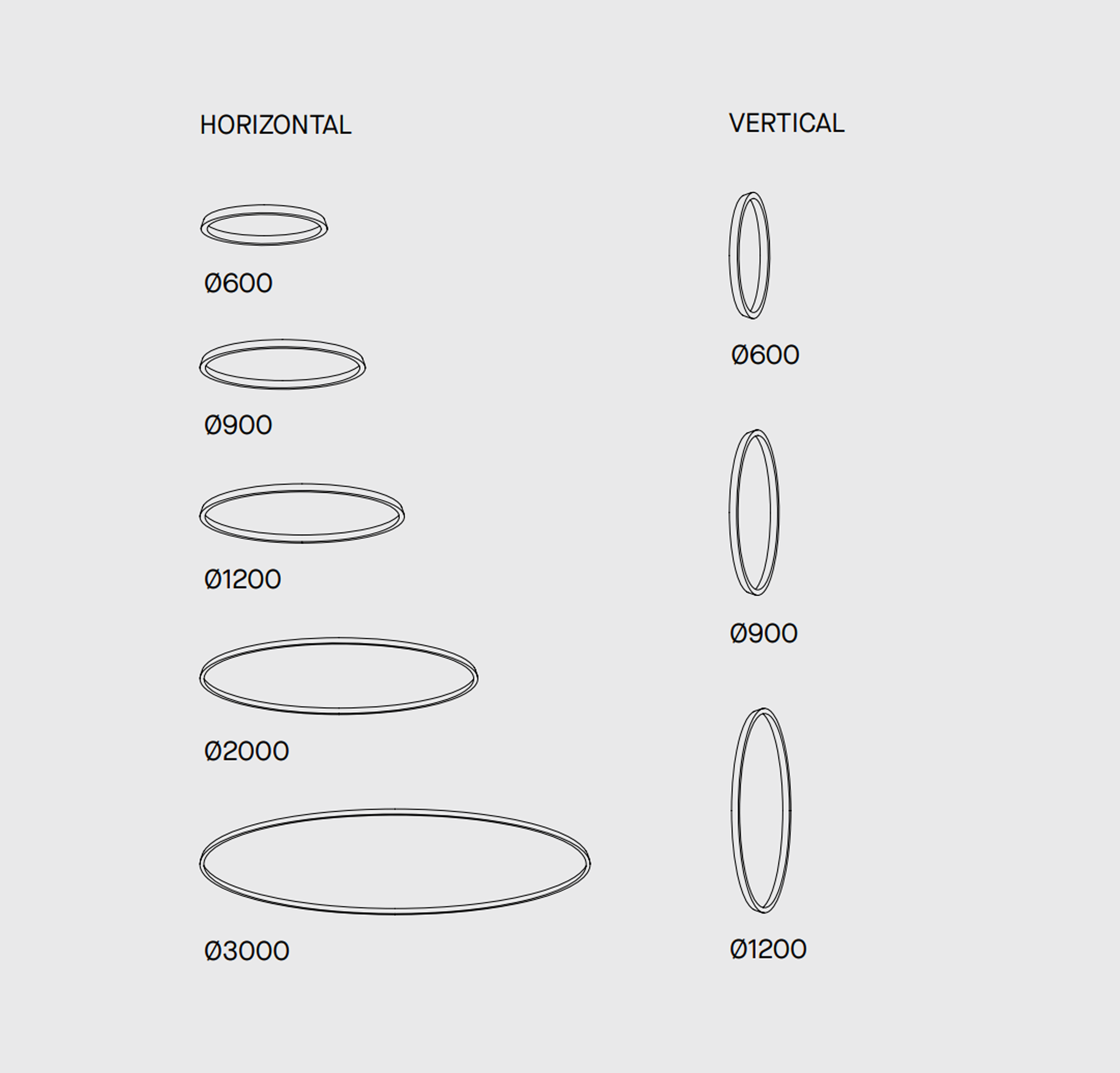 Circular ring size technical drawings