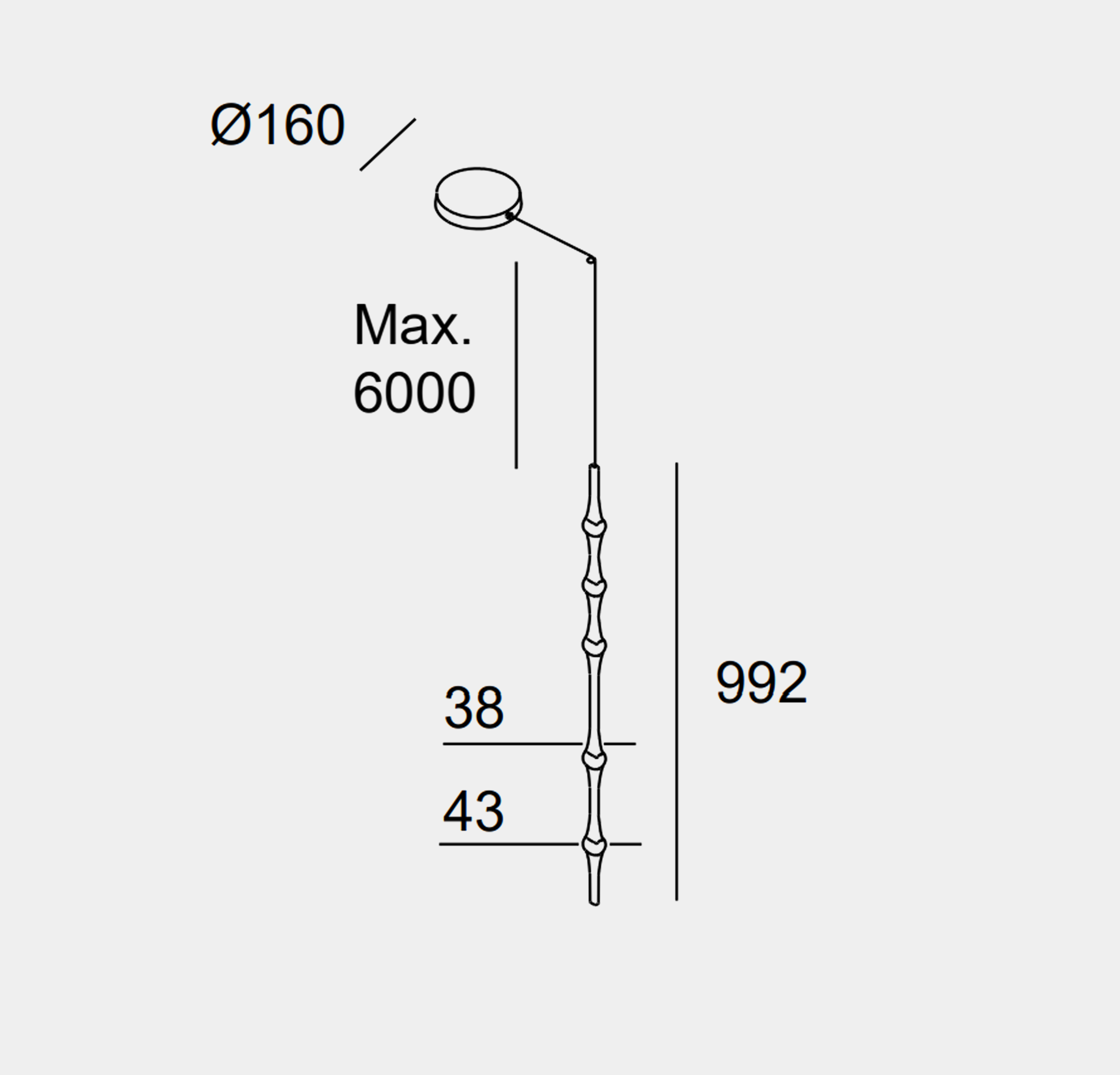 Dew vertical technical drawing