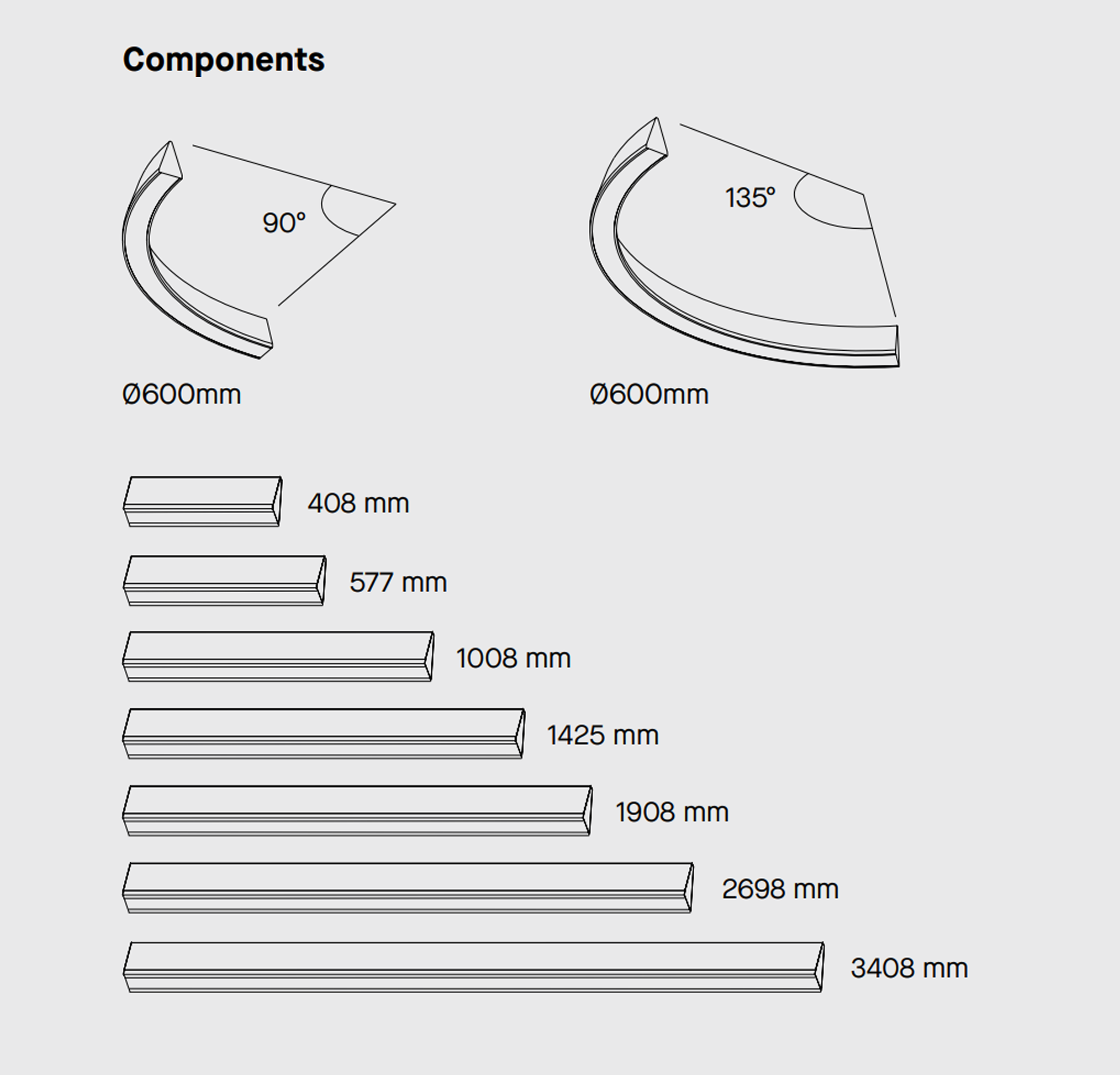 Geometric components technical drawings