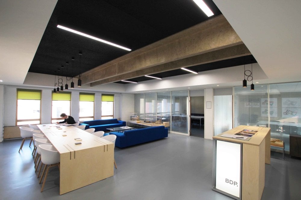 Lighting for a breakout reception area at BDP Office, Bristol.