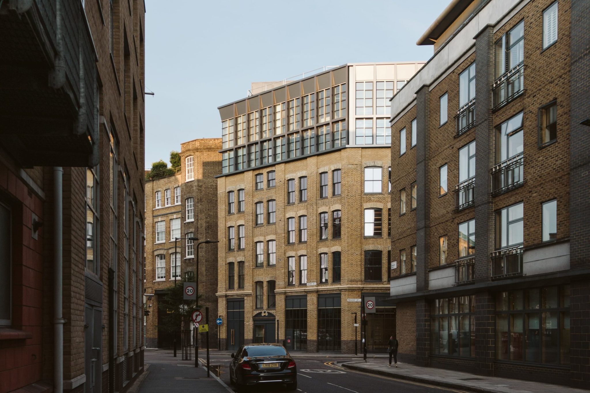 Office lighting for a contemporary CAT A fitout at 34-38 Provost Street, London.