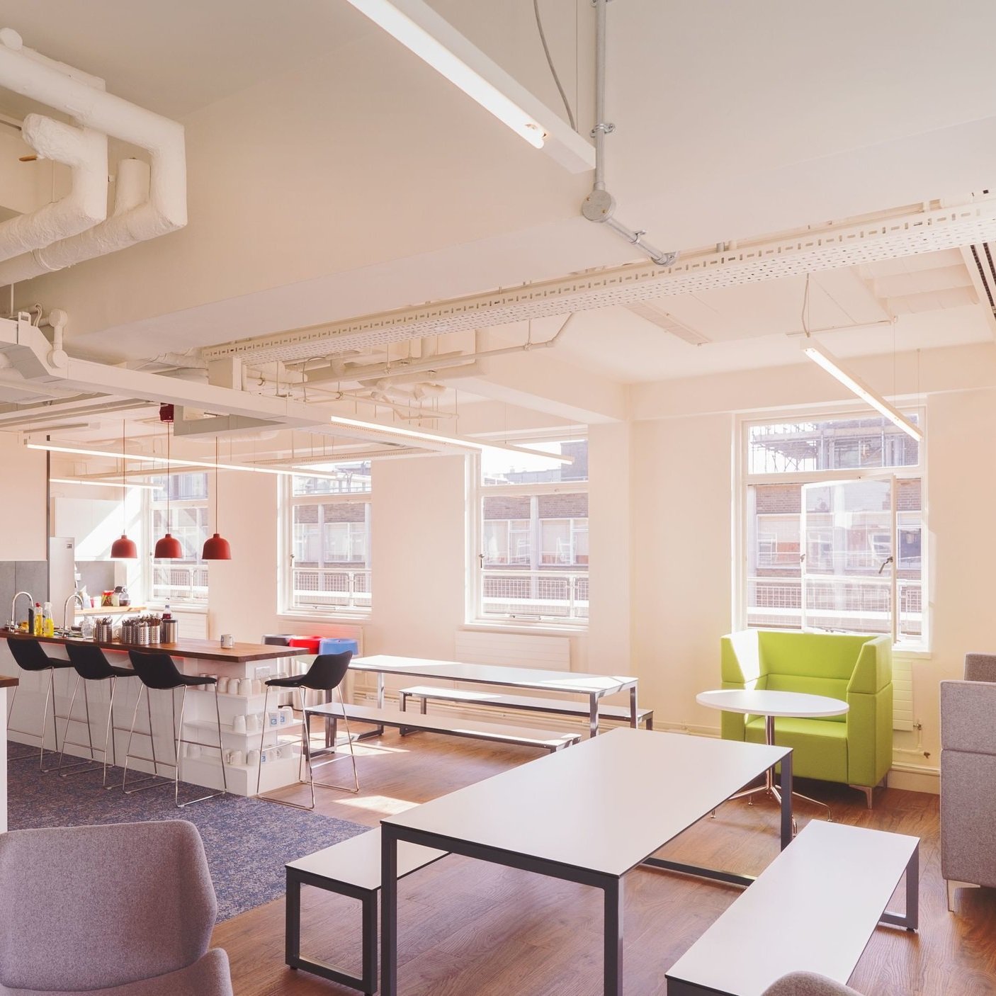 Tenant focused office fitout at 78 Whitfield Street, London.