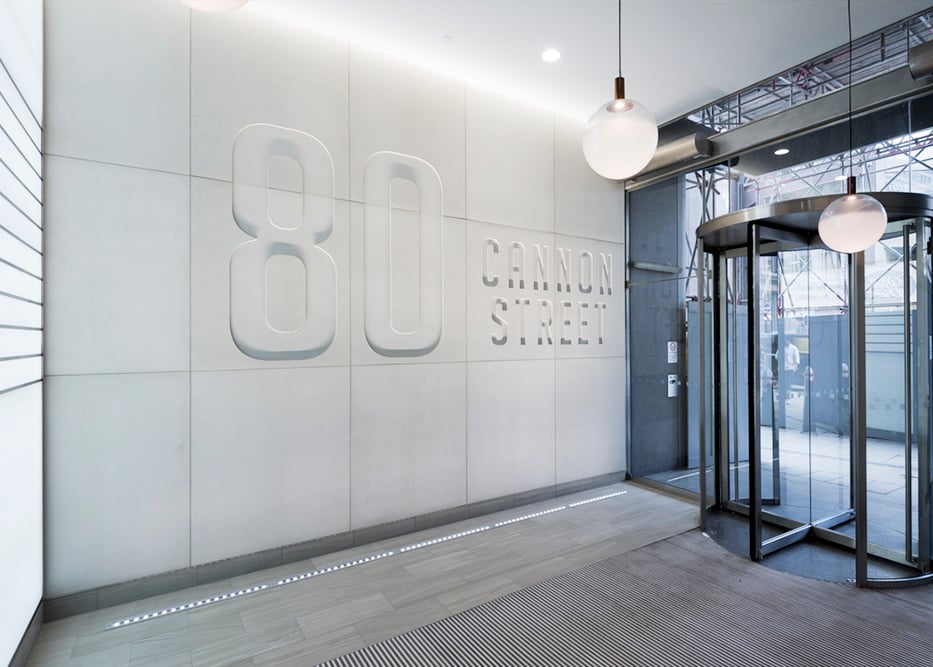 Premium city CAT A office fitout with an industrial feel at 80 Cannon Street, London.