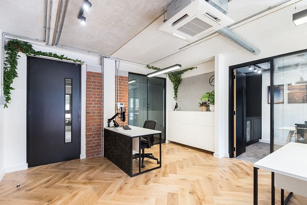 Office lighting for a fast-paced office fitout at Palm Tree Court, London.