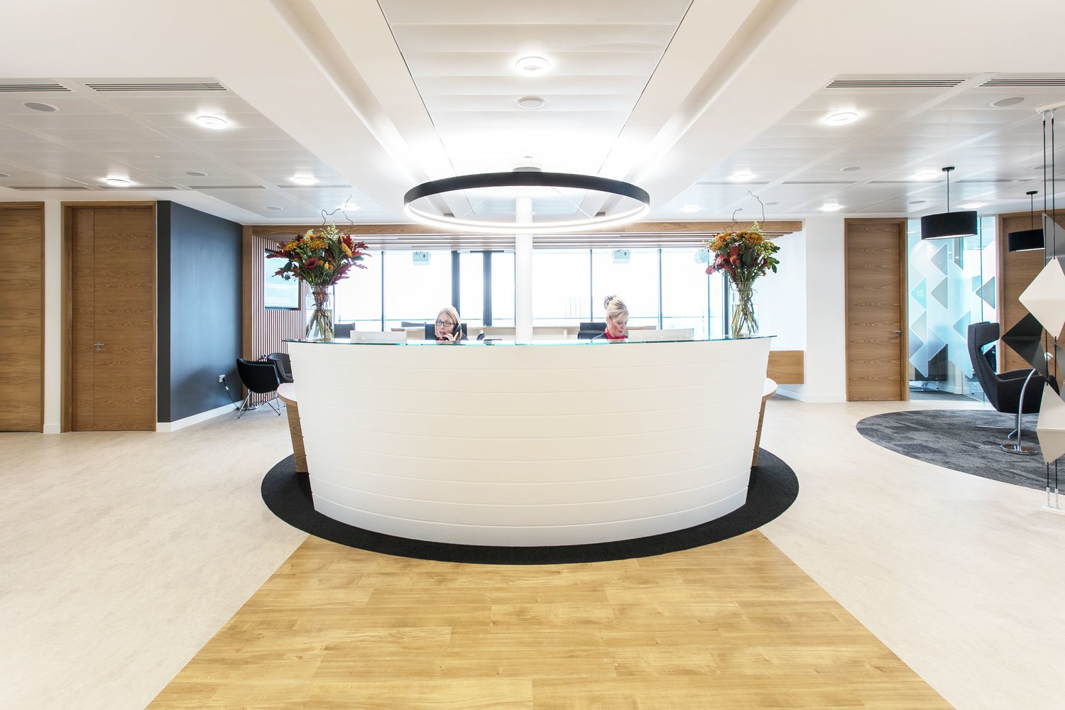 Corporate style CAT B office lighting at One Redcliffe Street, Bristol.