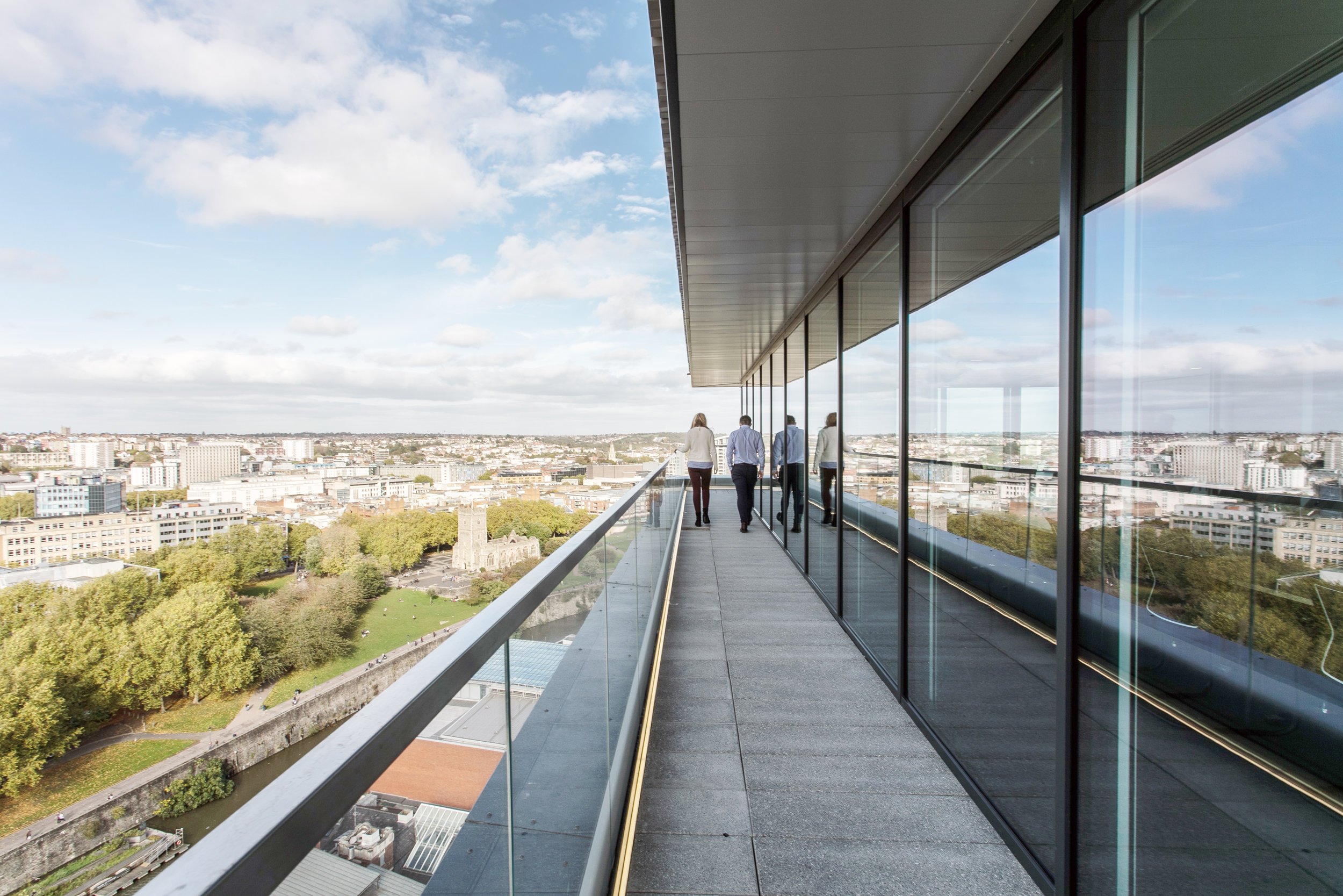 Corporate style CAT B office lighting at One Redcliffe Street, Bristol.