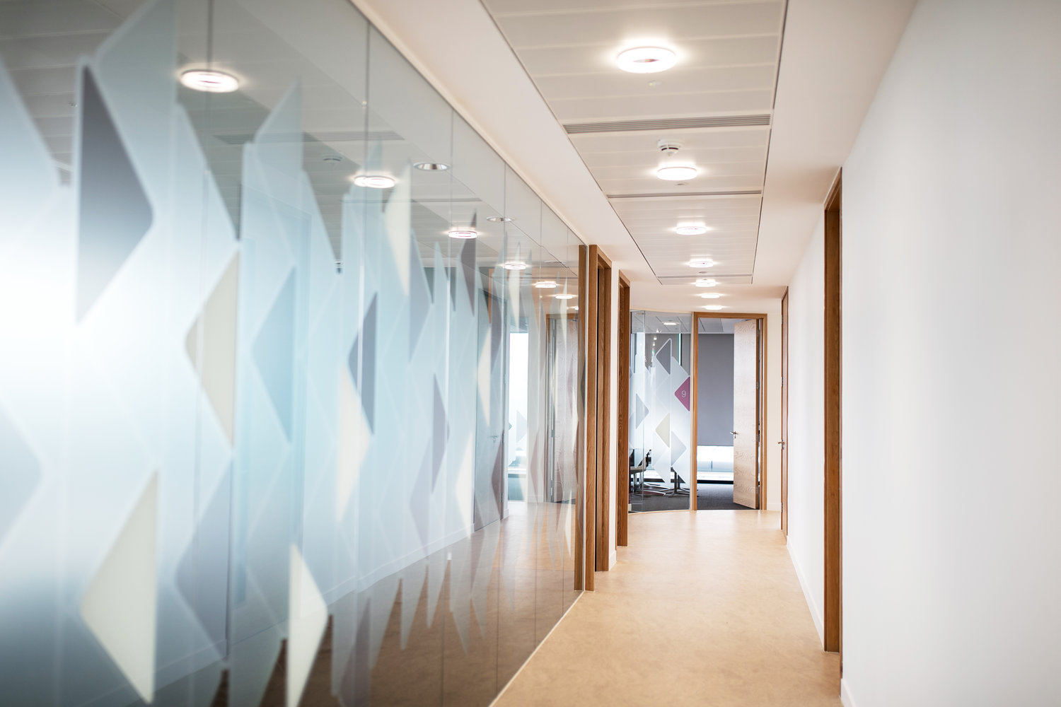 Corporate style CAT B office lighting at One Redcliffe Street, Bristol.