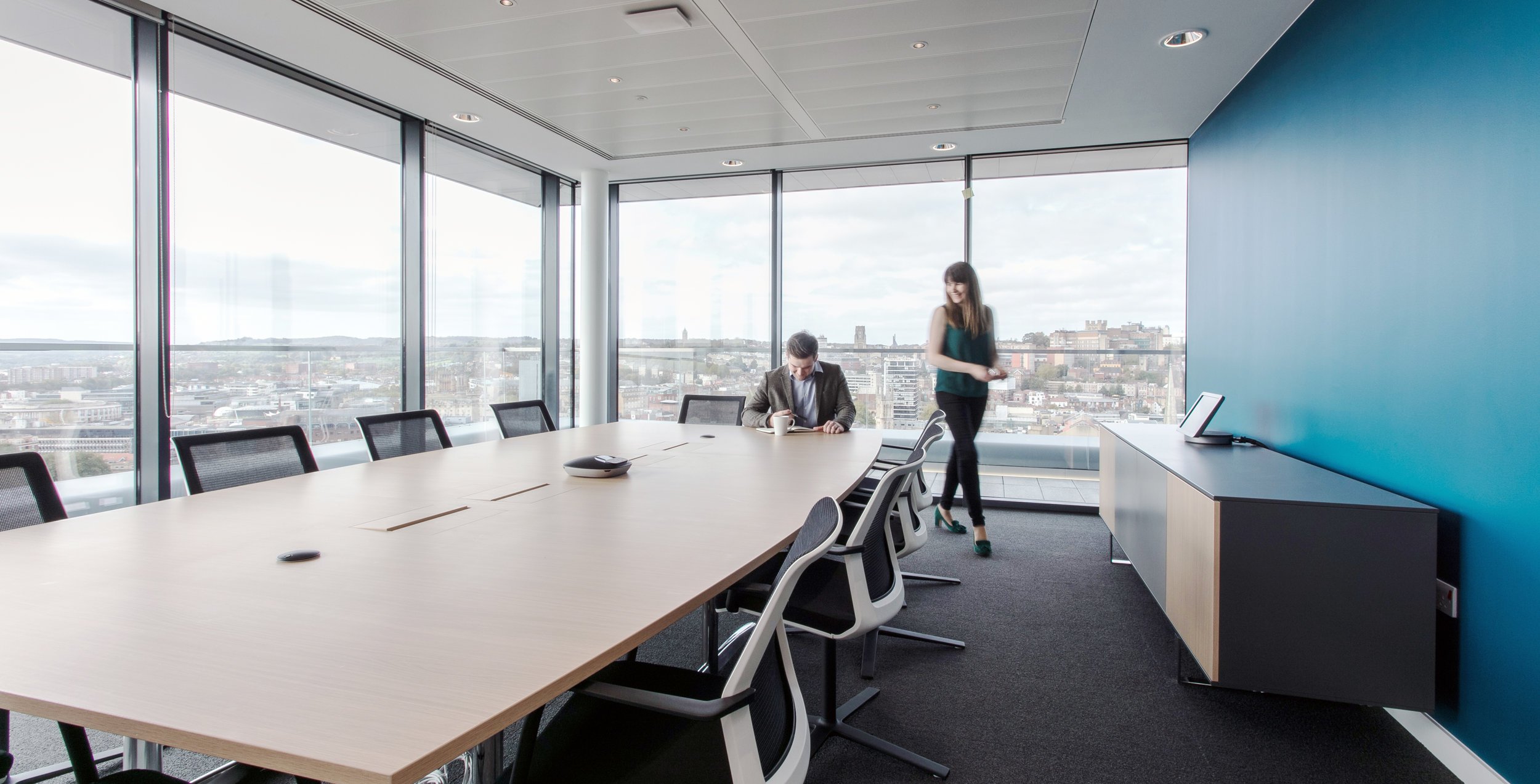 Corporate style CAT B office lighting at One Redcliffe Street, Bristol.