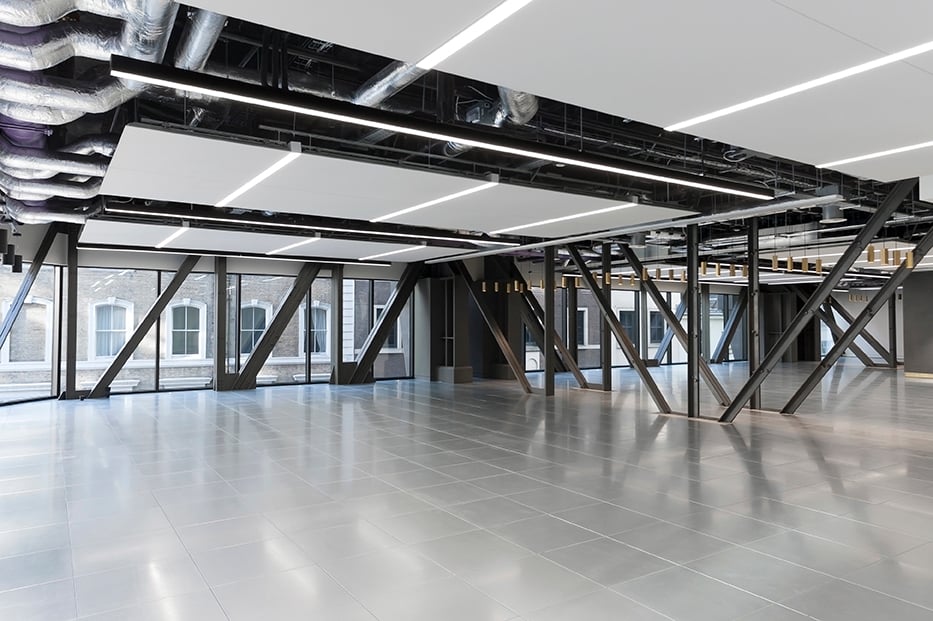 Premium city CAT A office fitout with an industrial feel at 80 Cannon Street, London.