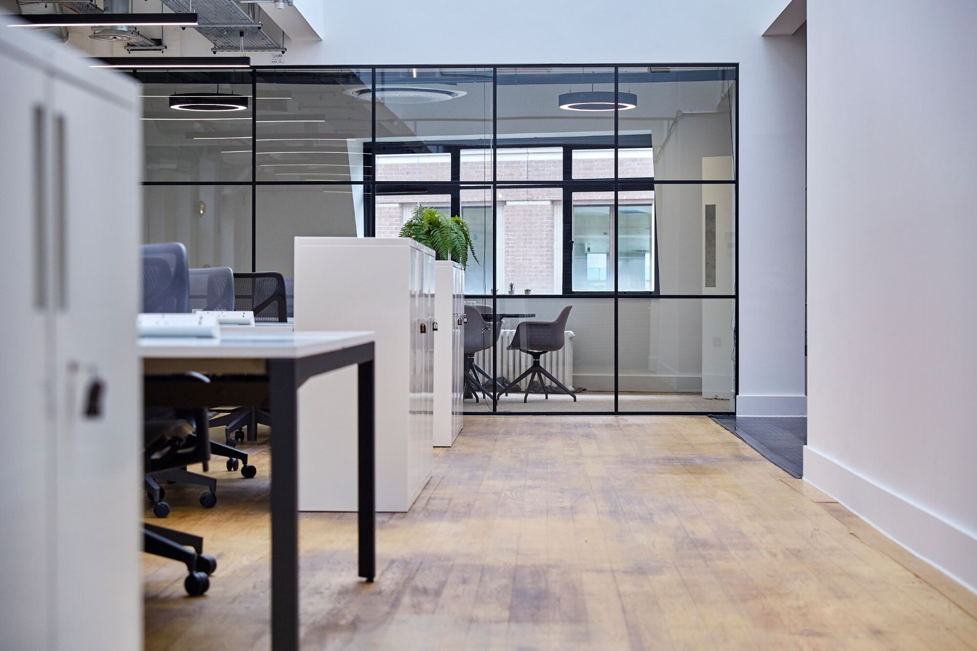 Office lighting for a high-end plug and play office space at 20 Dering Street, London.