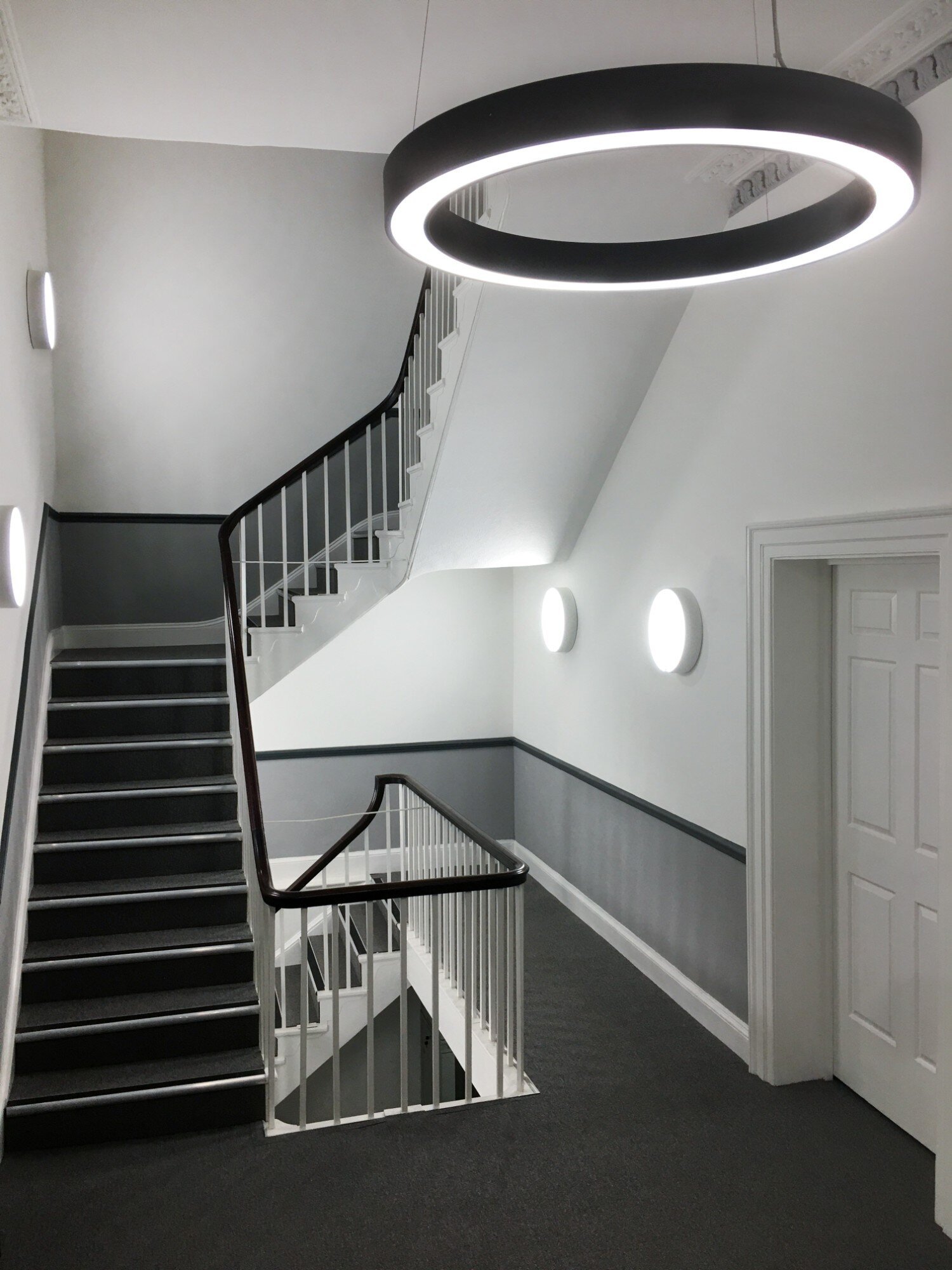 Architectural feature lighting for a CAT A office fitout at 9 Portland Square, Bristol.