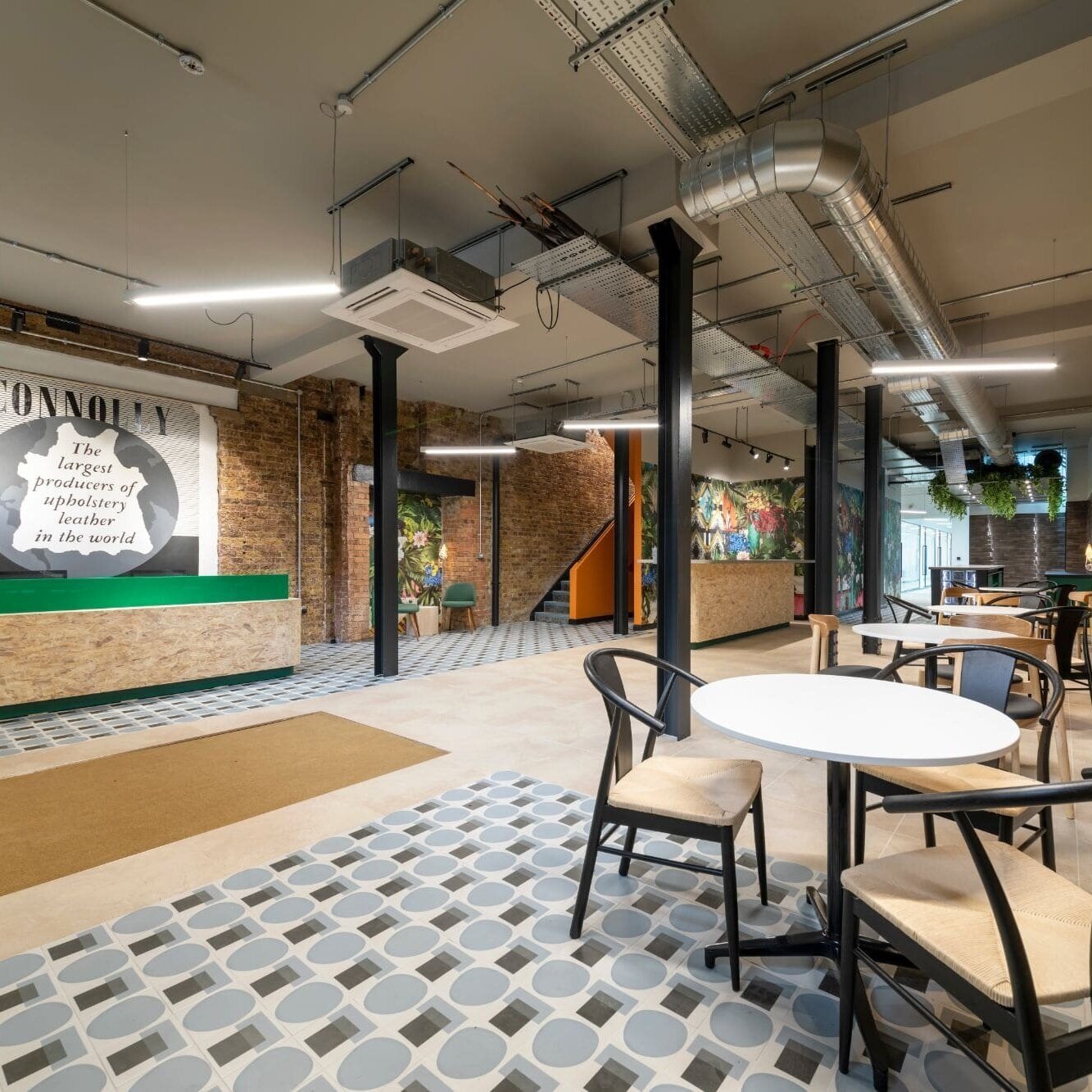 CAT B fitout for a design-led serviced office space at The Connolly Works, London.