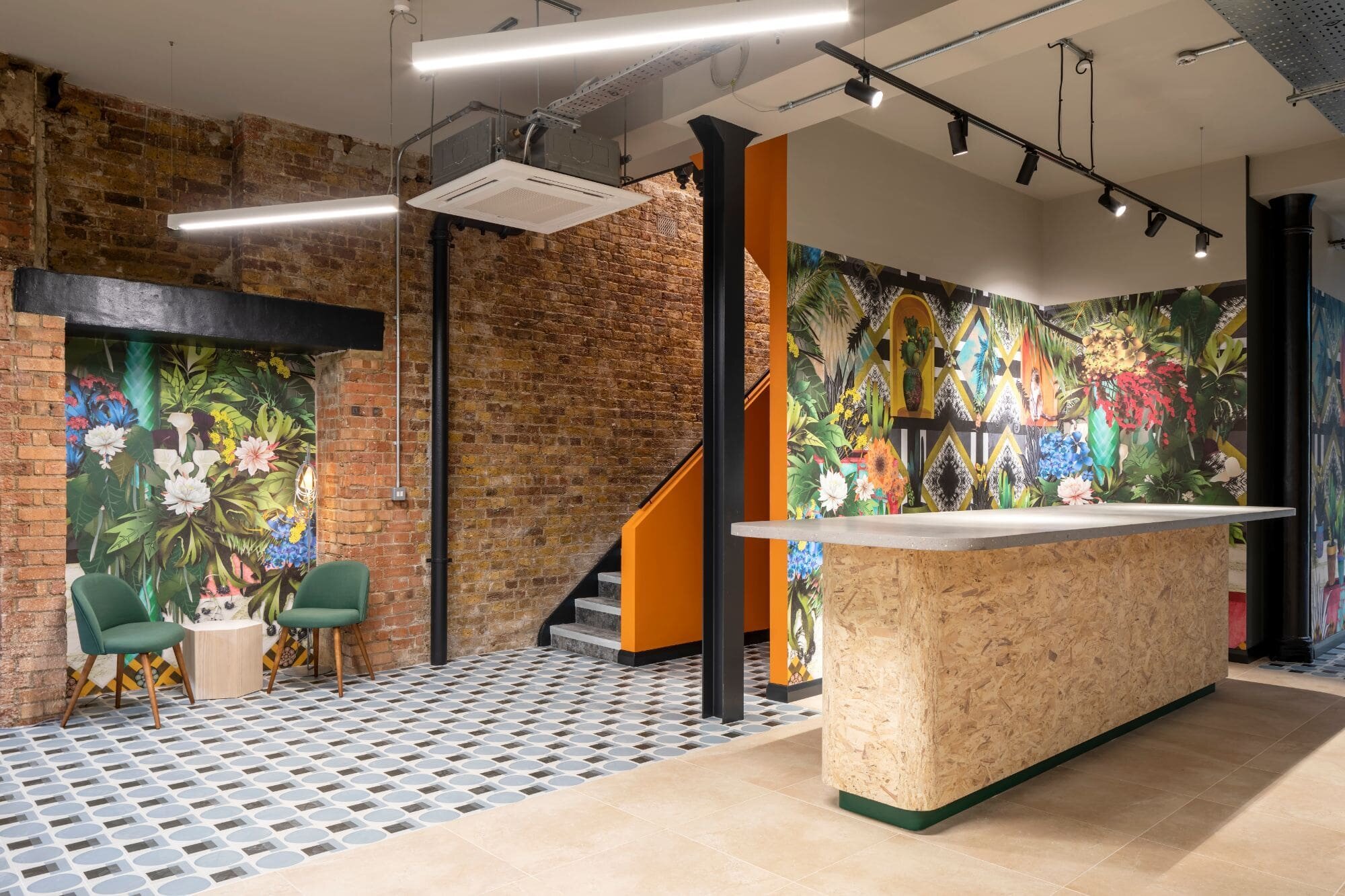 CAT B fitout for a design-led serviced office space at The Connolly Works, London.