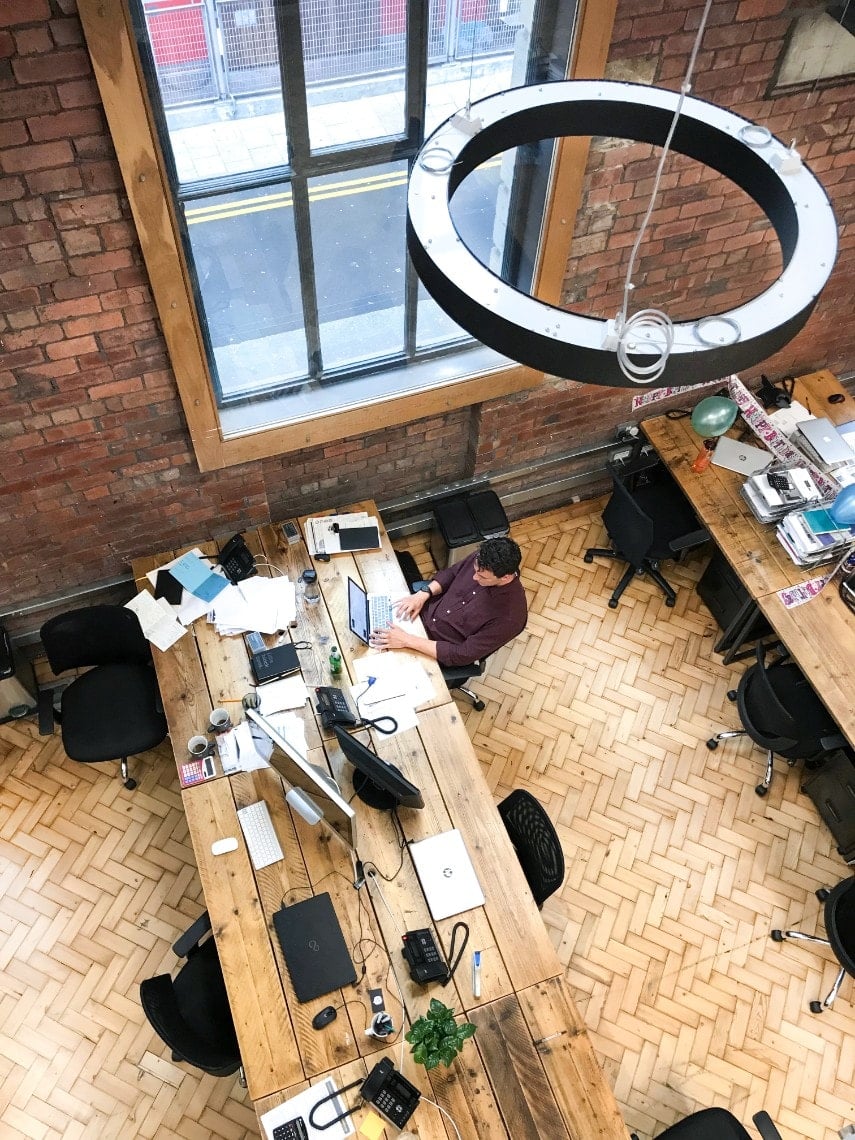 Office lighting for an industrial style CAT B fitout at 1 Cross York Street, Leeds.