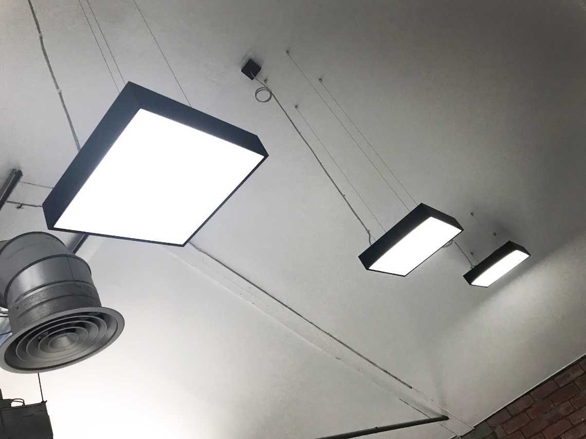 Office lighting for an industrial style CAT B fitout at 1 Cross York Street, Leeds.