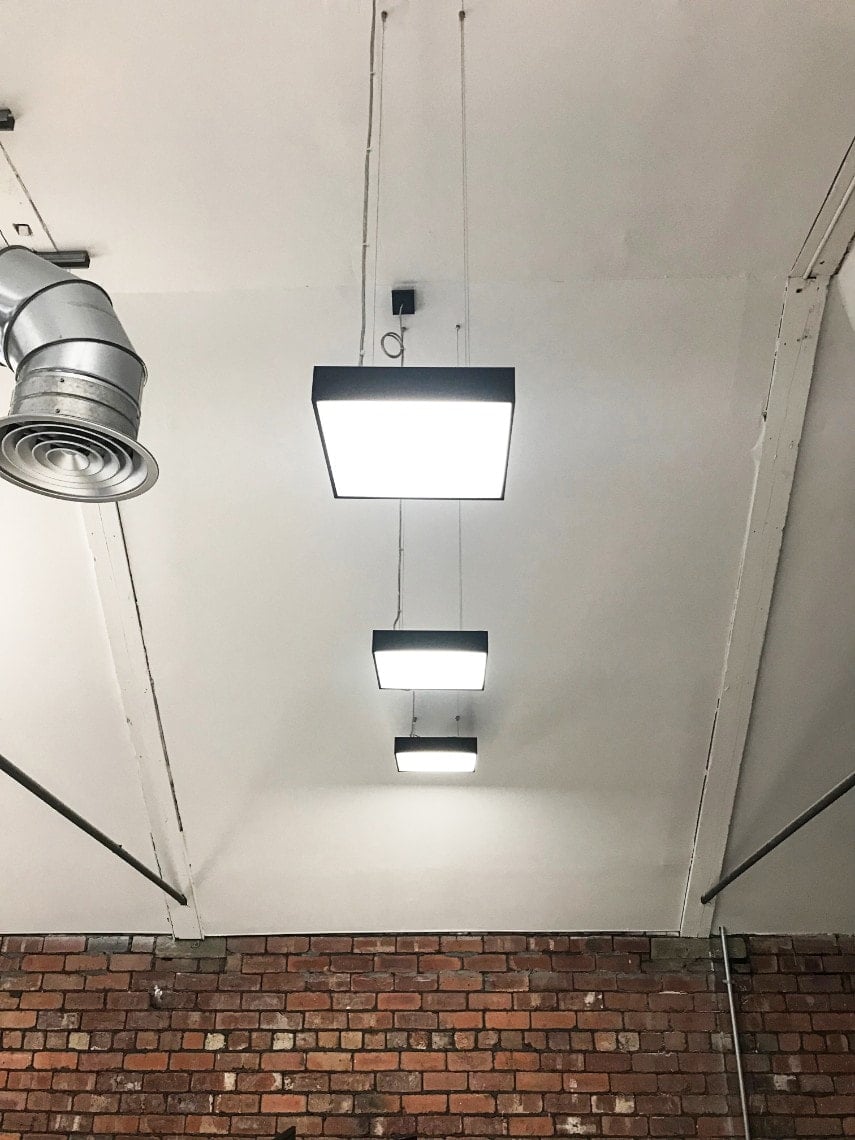 Office lighting for an industrial style CAT B fitout at 1 Cross York Street, Leeds.
