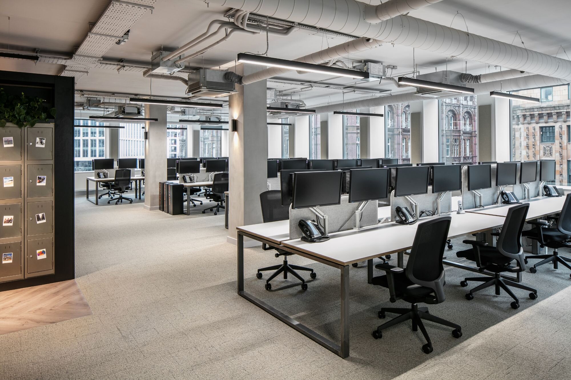 Office lighting for a contemporary BREEM rated CAT B fitout at 10-12 Mount Street, Manchester.