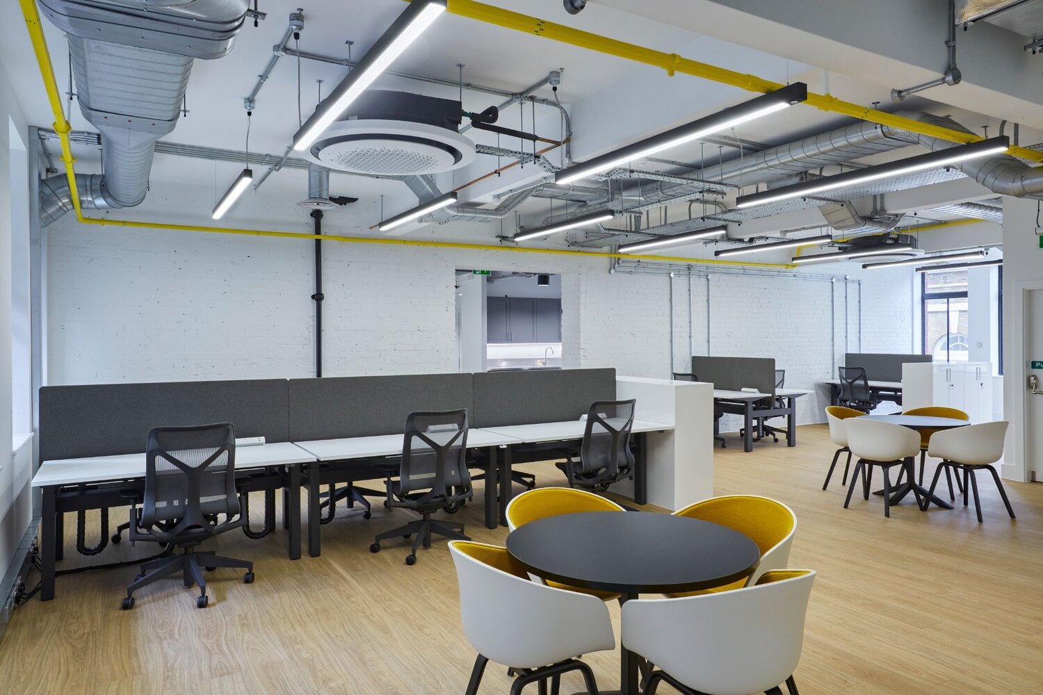 Office lighting for a high-end plug and play office space at 20 Dering Street, London.