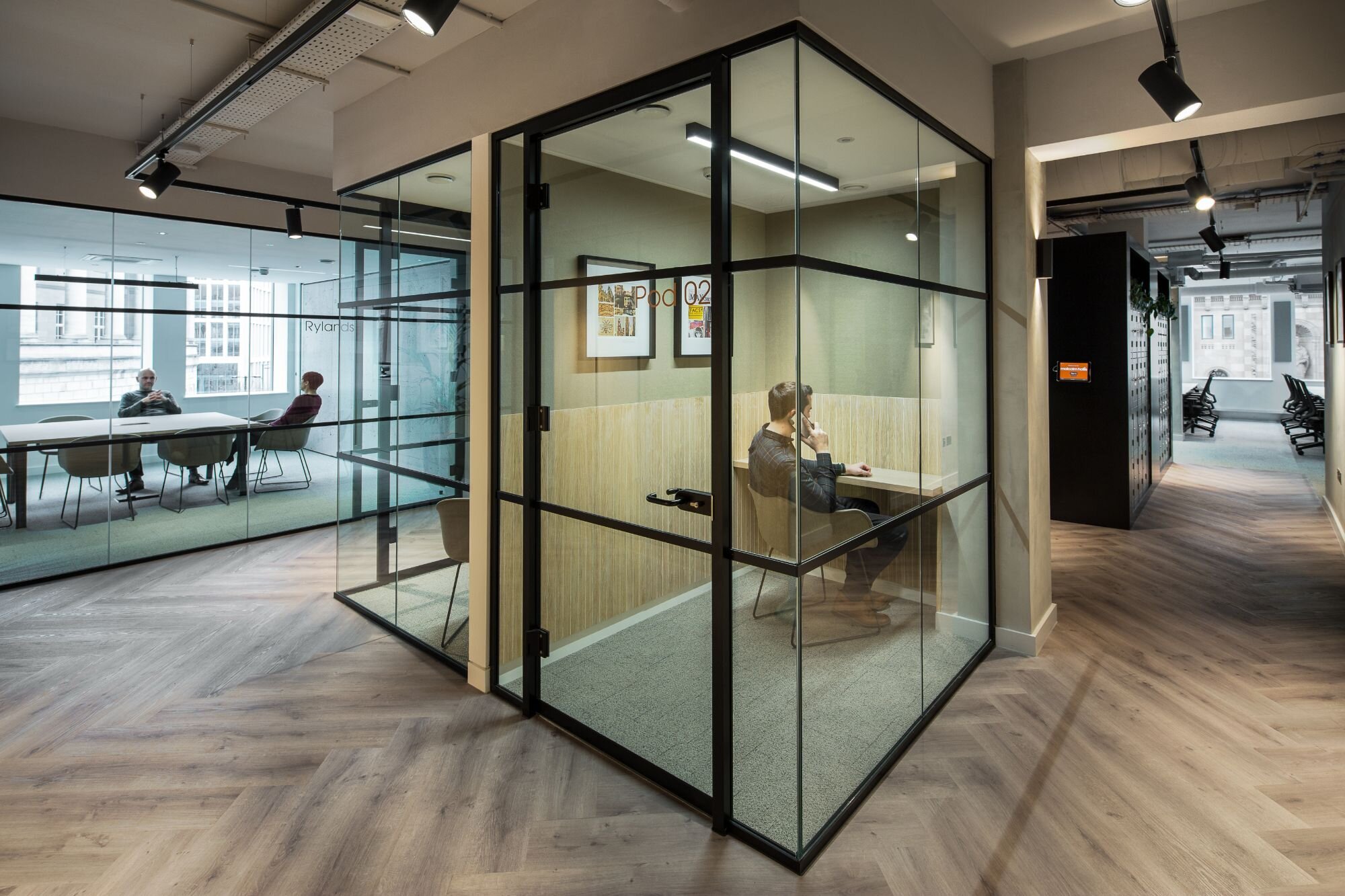 Office lighting for a contemporary BREEM rated CAT B fitout at 10-12 Mount Street, Manchester.