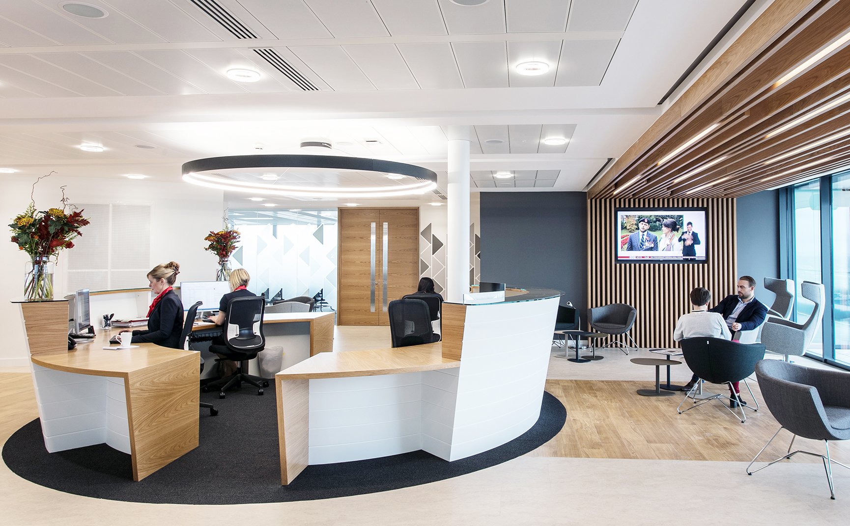 Corporate style CAT B office lighting at One Redcliffe Street, Bristol.