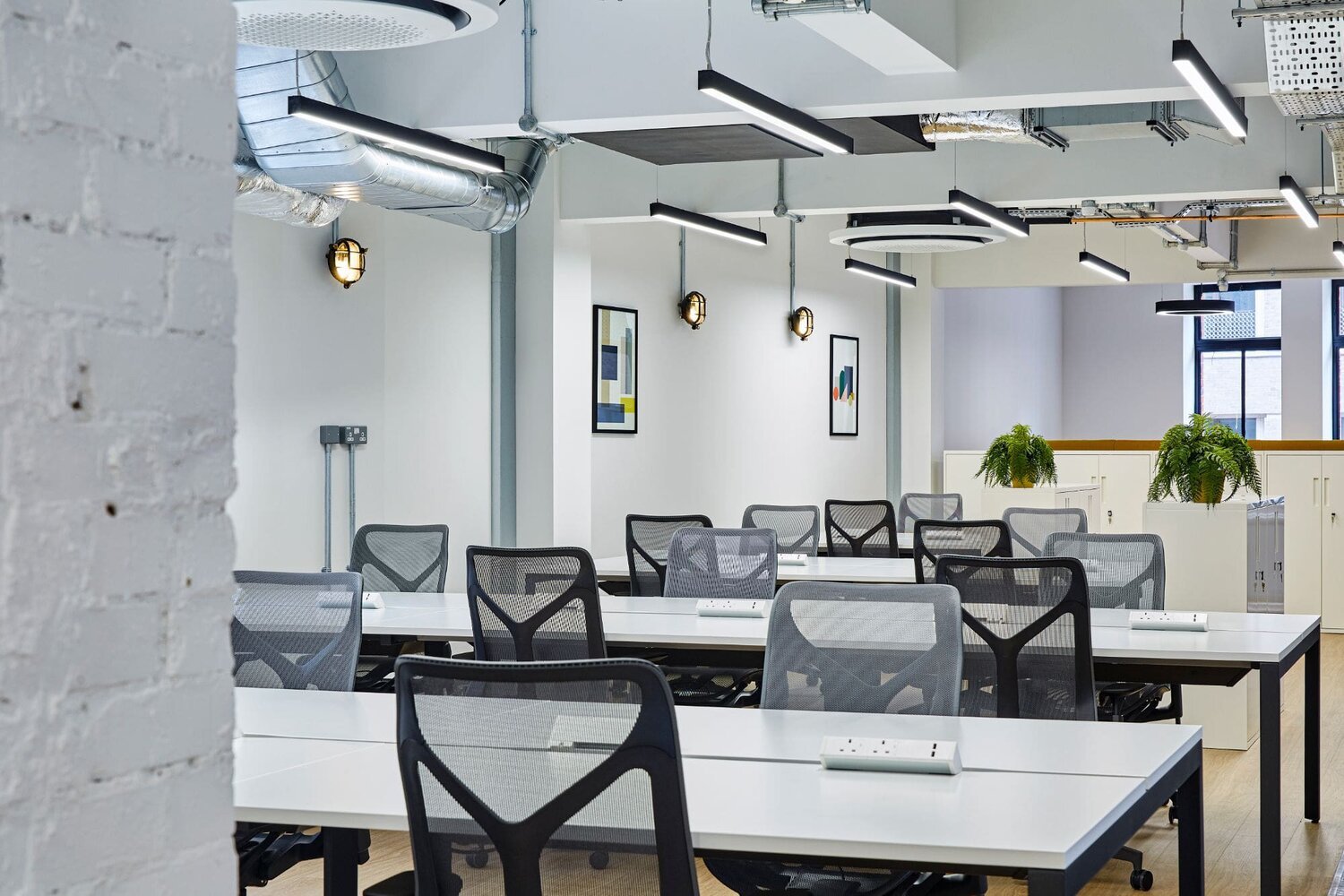 Office lighting for a high-end plug and play office space at 20 Dering Street, London.