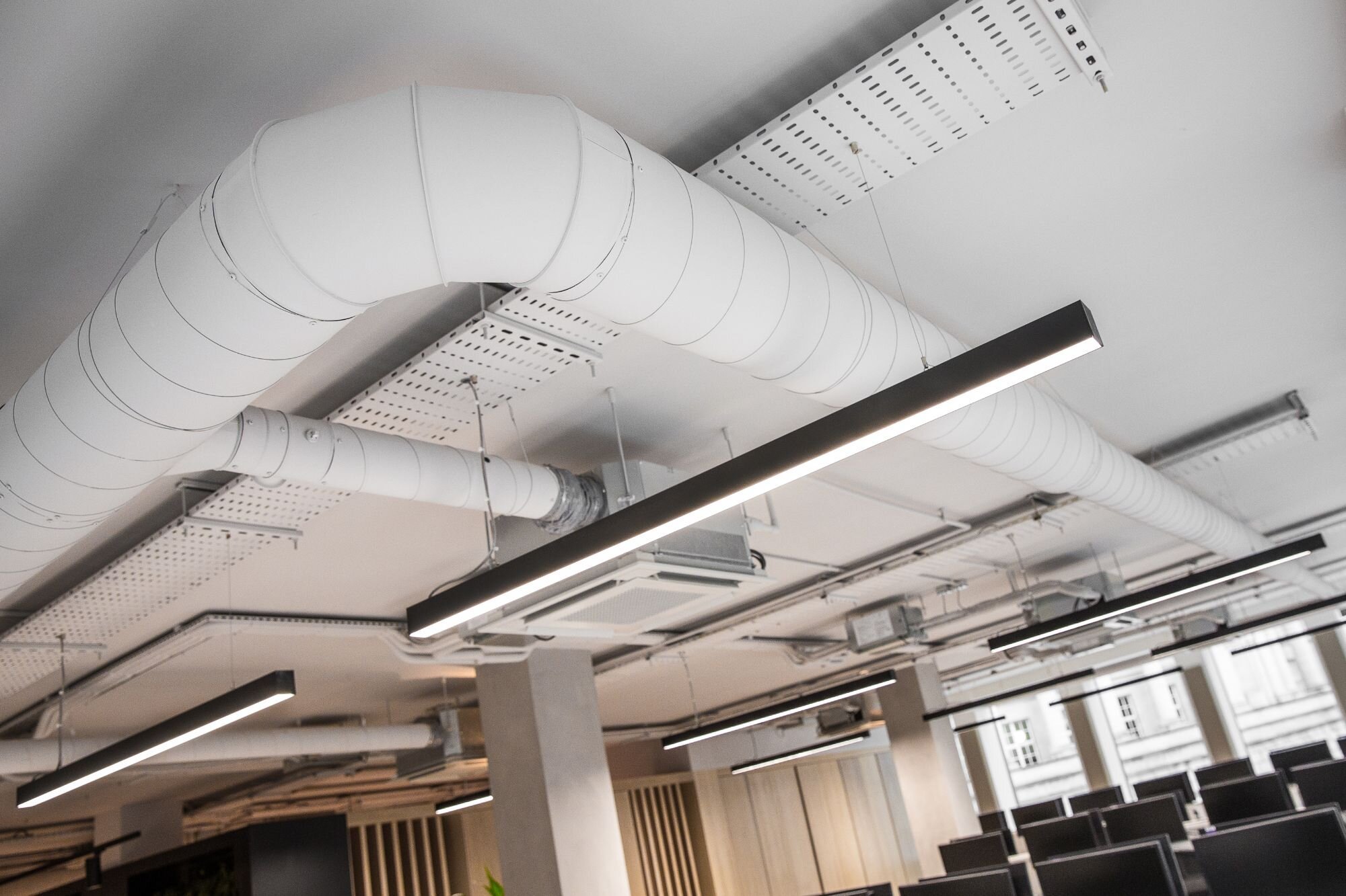 Office lighting for a contemporary BREEM rated CAT B fitout at 10-12 Mount Street, Manchester.