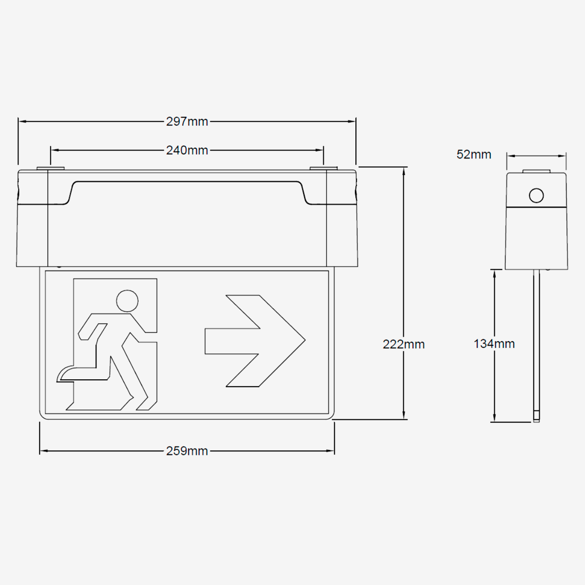 flow exit sign surface technical drawing