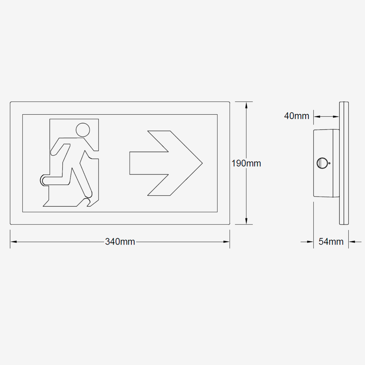 flow exit sign wall technical drawing
