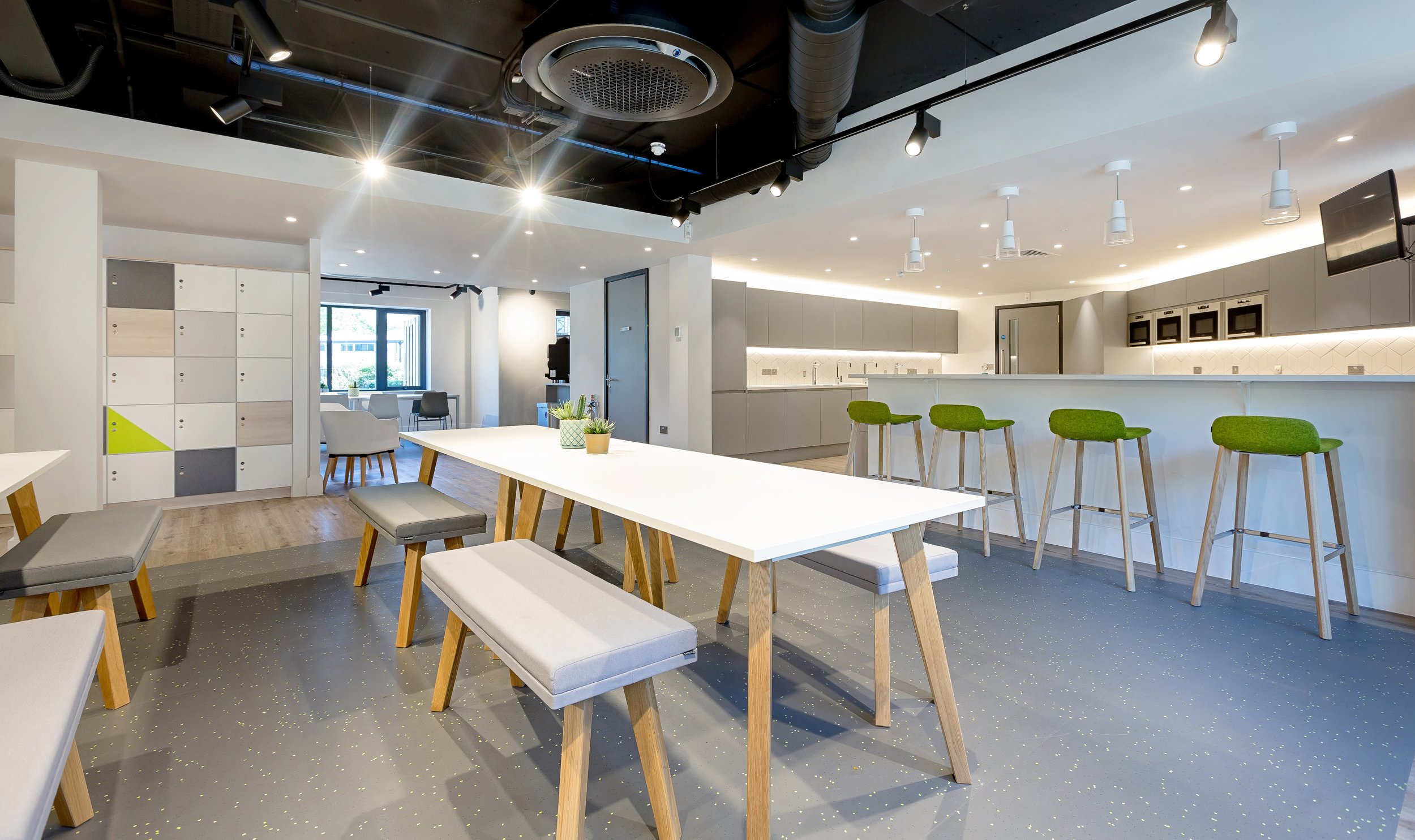 Office lighting for a fast-paced high-spec CAT B fitout at Aerial Direct, Fareham.