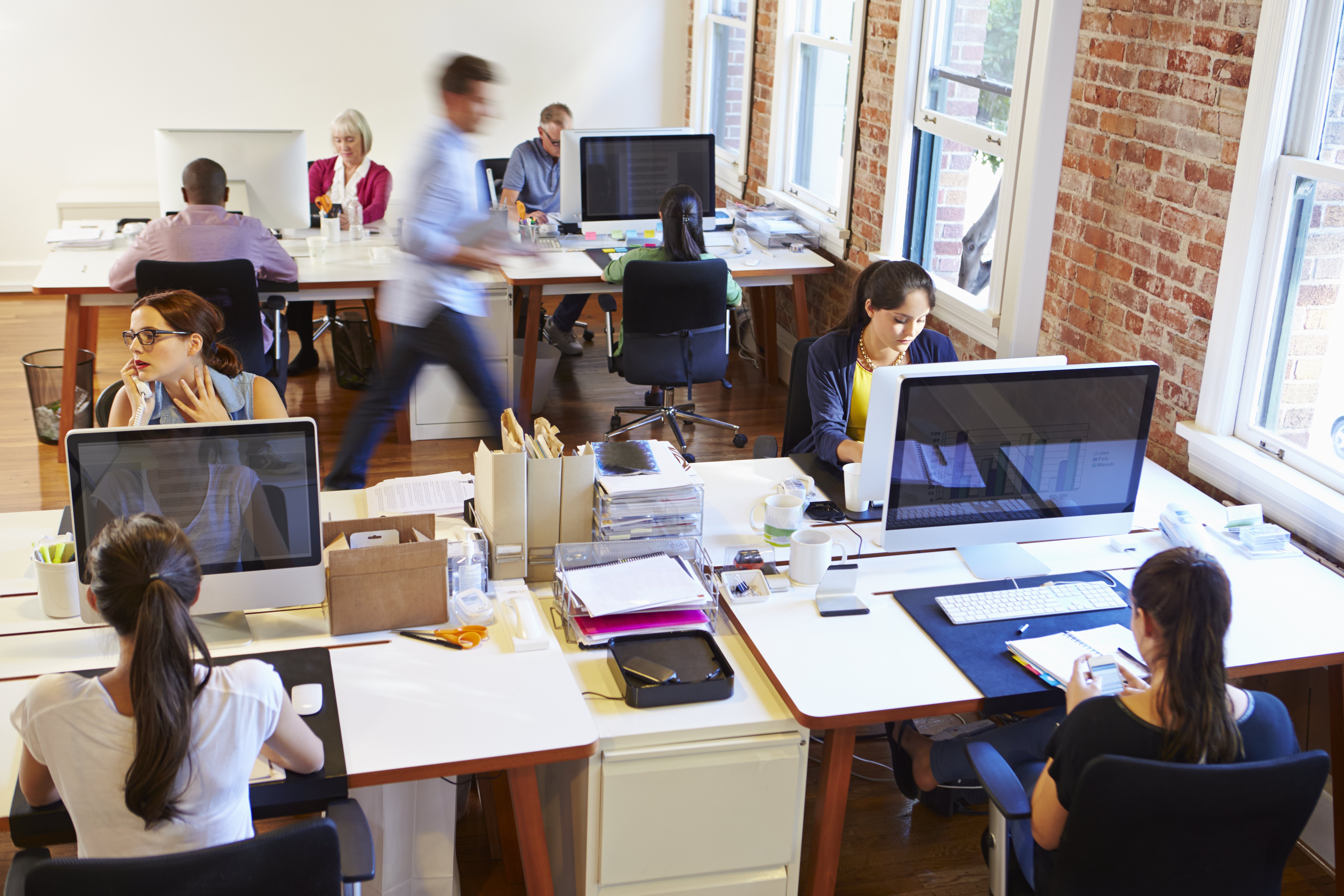 Office Workers looking for Lighting Solutions on the Computer